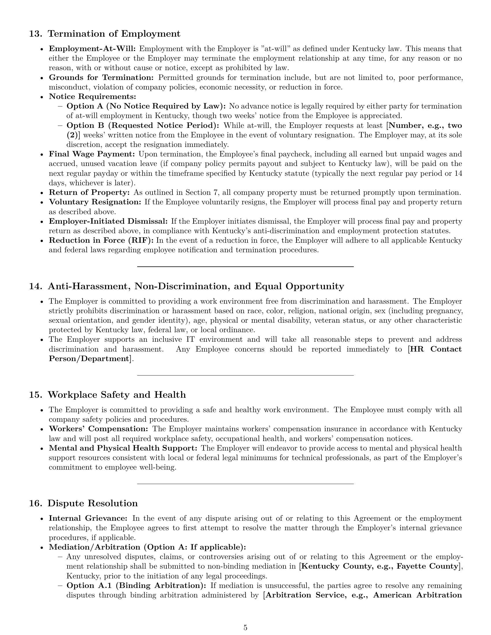 Preview page 5 of Pro Kentucky technical support engineer employment contract template