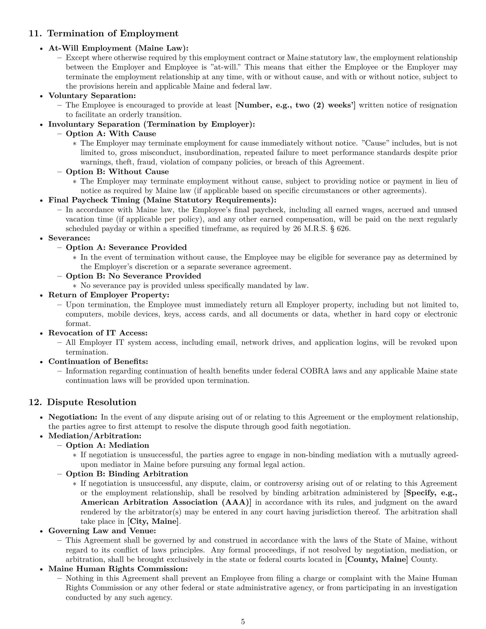 Preview page 5 of Pro Maine technical support engineer employment contract template