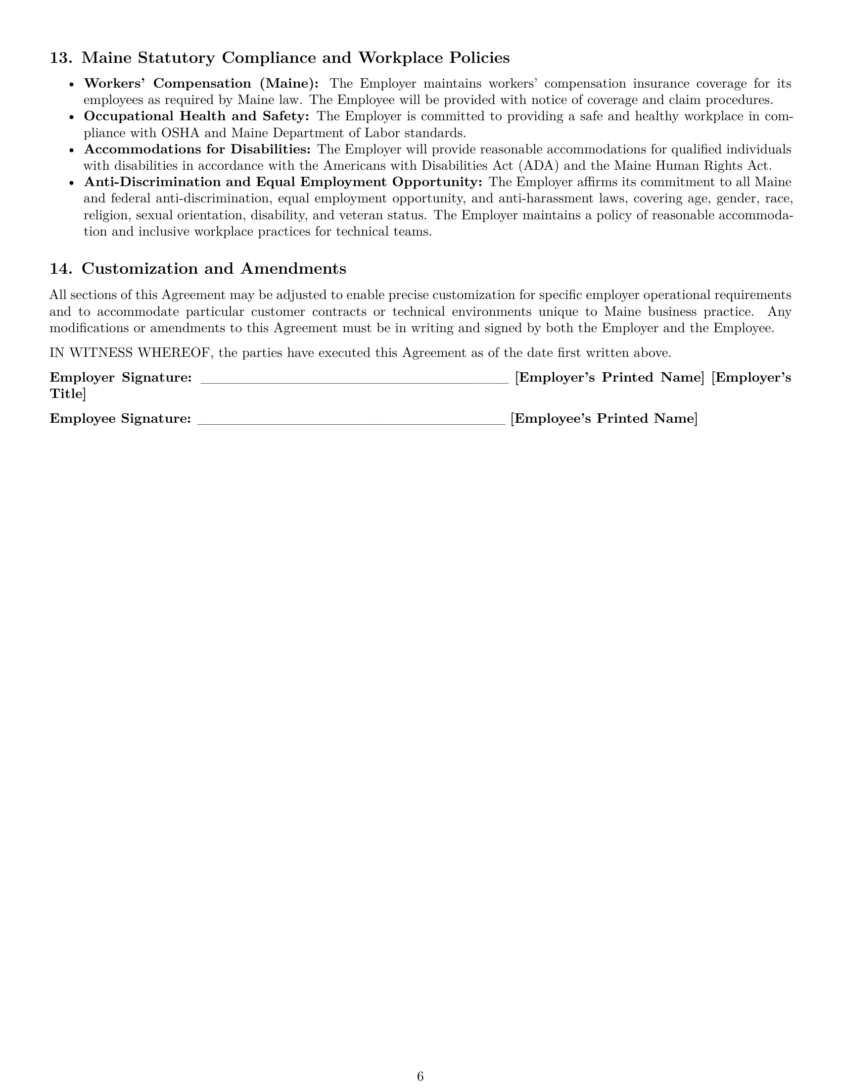Preview page 6 of Pro Maine technical support engineer employment contract template