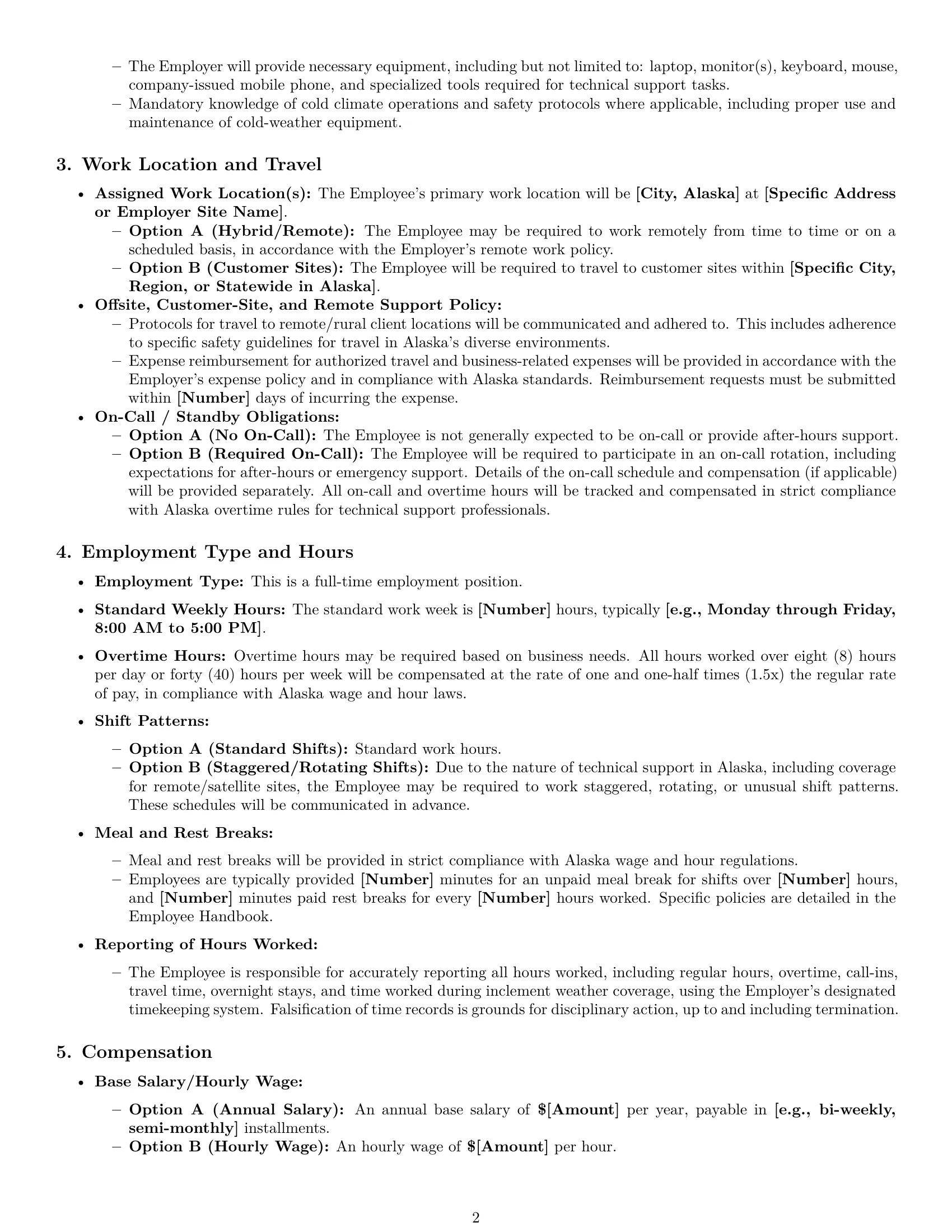 Preview page 2 of Pro Alaska technical support engineer employment contract template