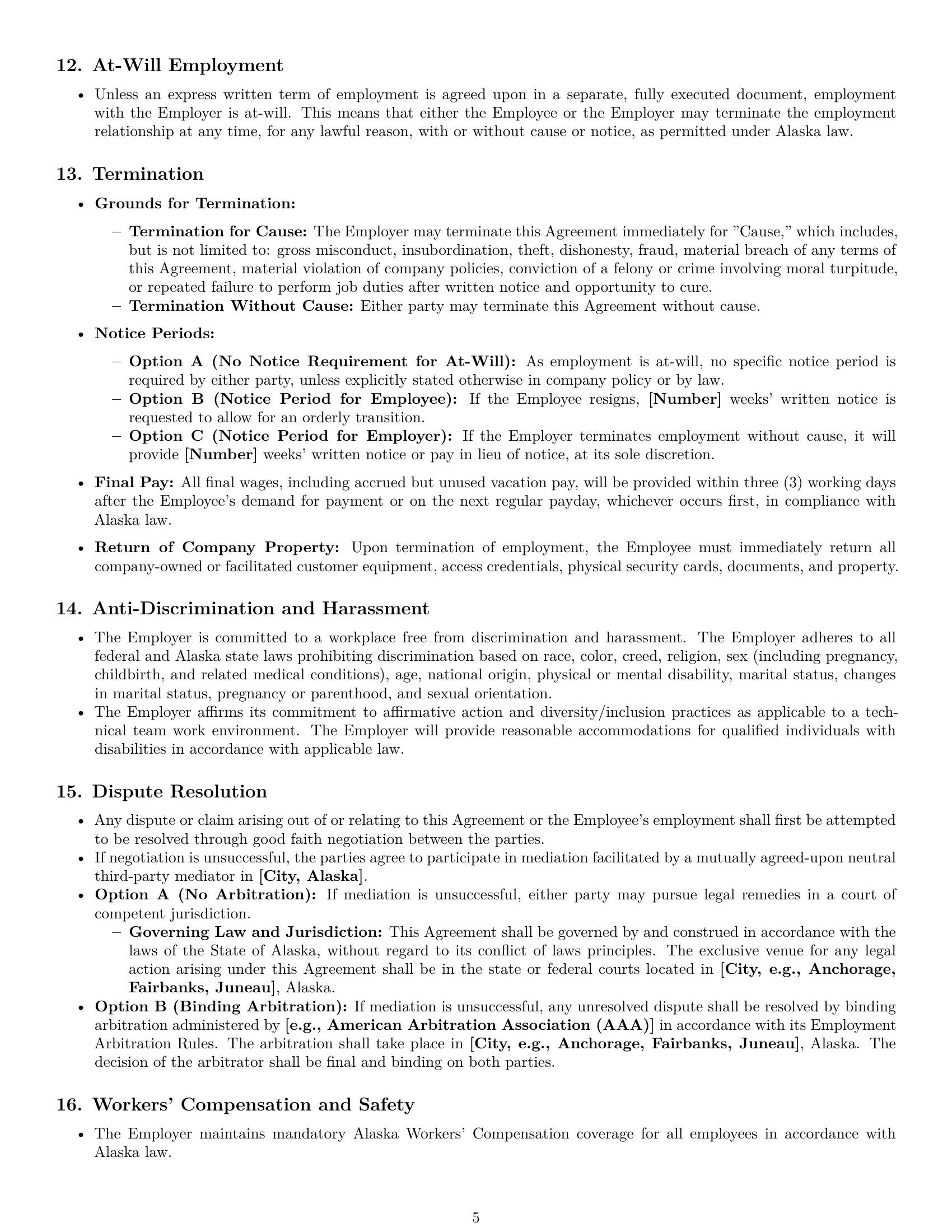 Preview page 5 of Pro Alaska technical support engineer employment contract template