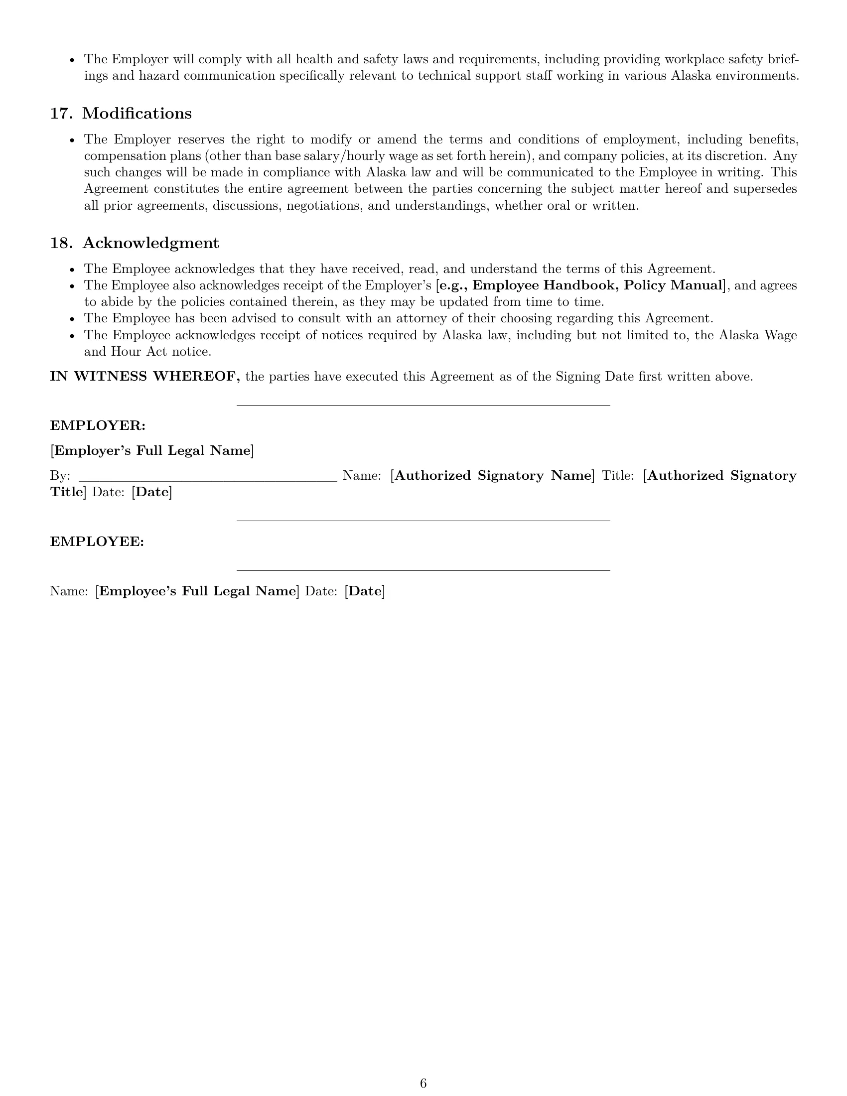 Preview page 6 of Pro Alaska technical support engineer employment contract template