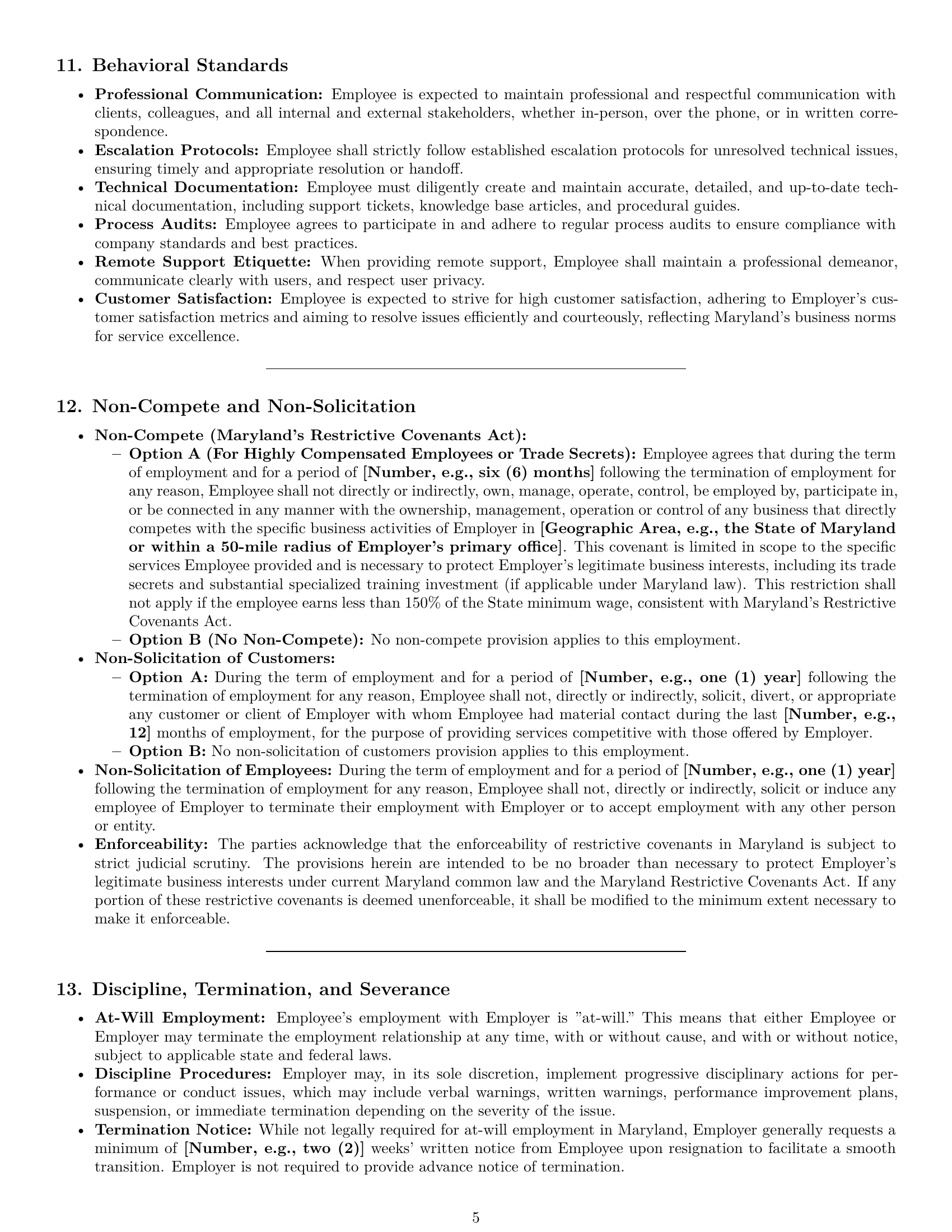 Preview page 5 of Pro Maryland technical support engineer employment contract template