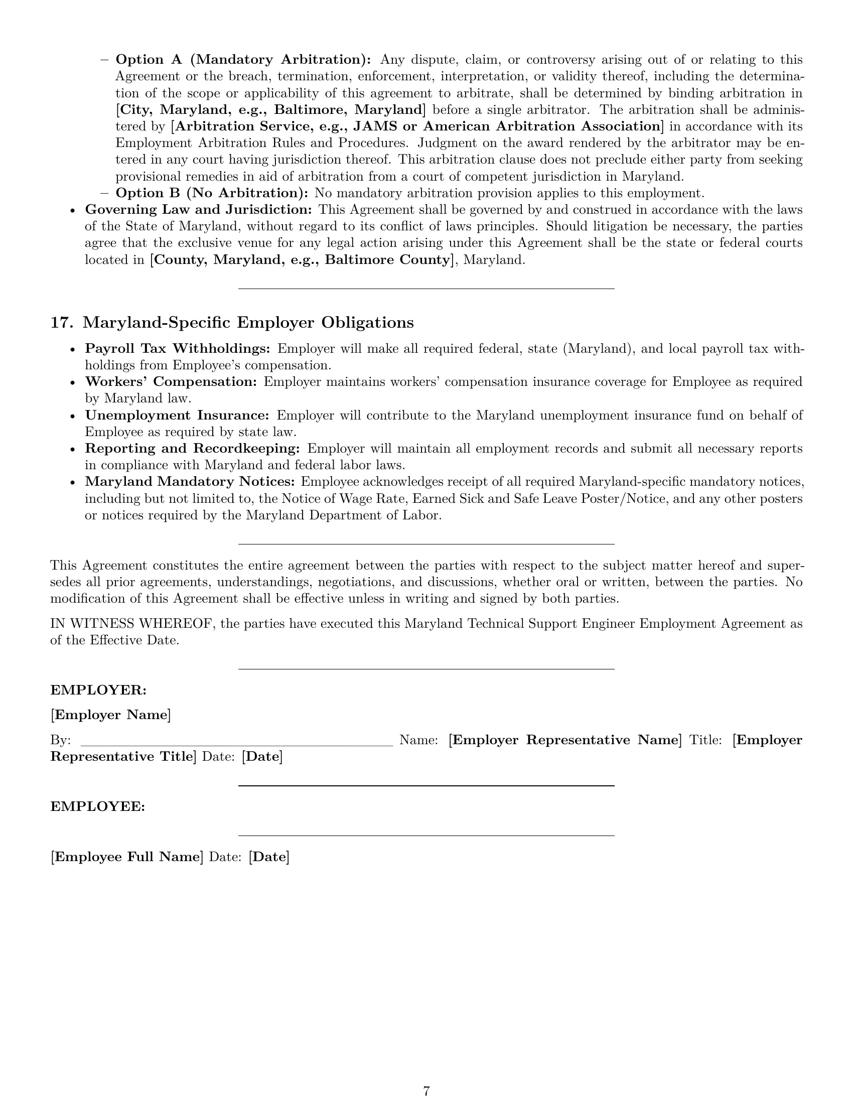 Preview page 7 of Pro Maryland technical support engineer employment contract template