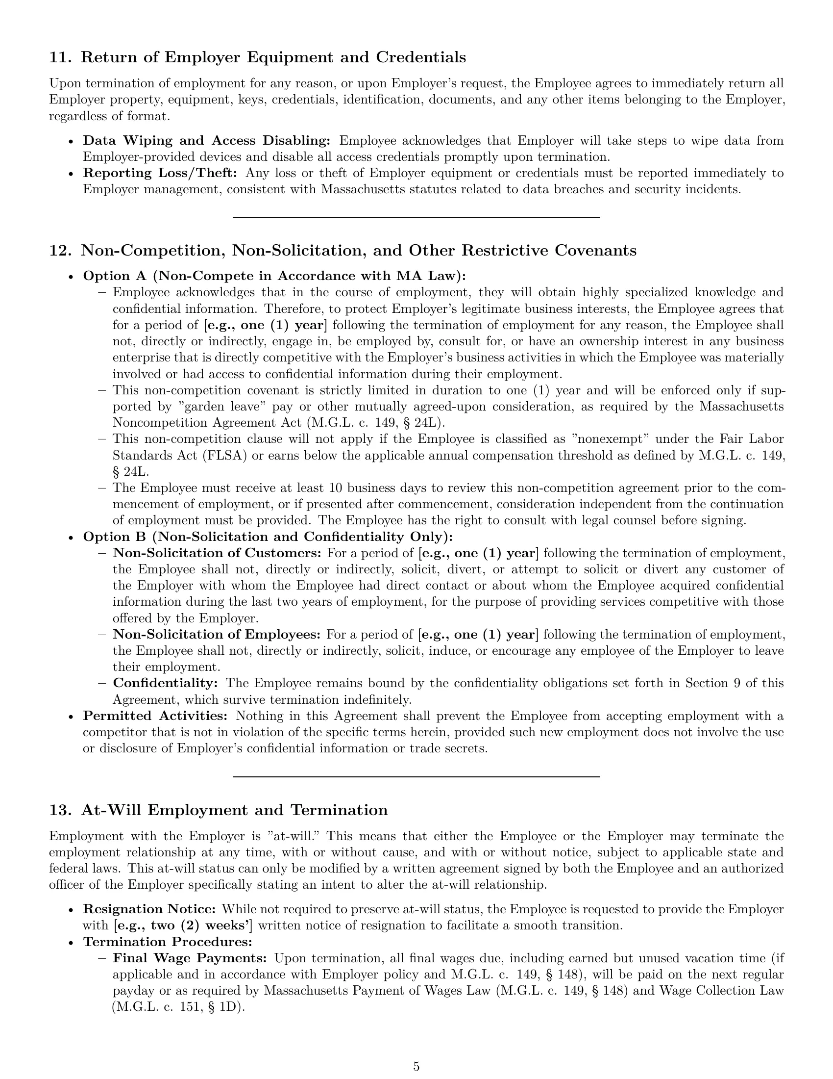 Preview page 5 of Pro Massachusetts technical support engineer employment contract template