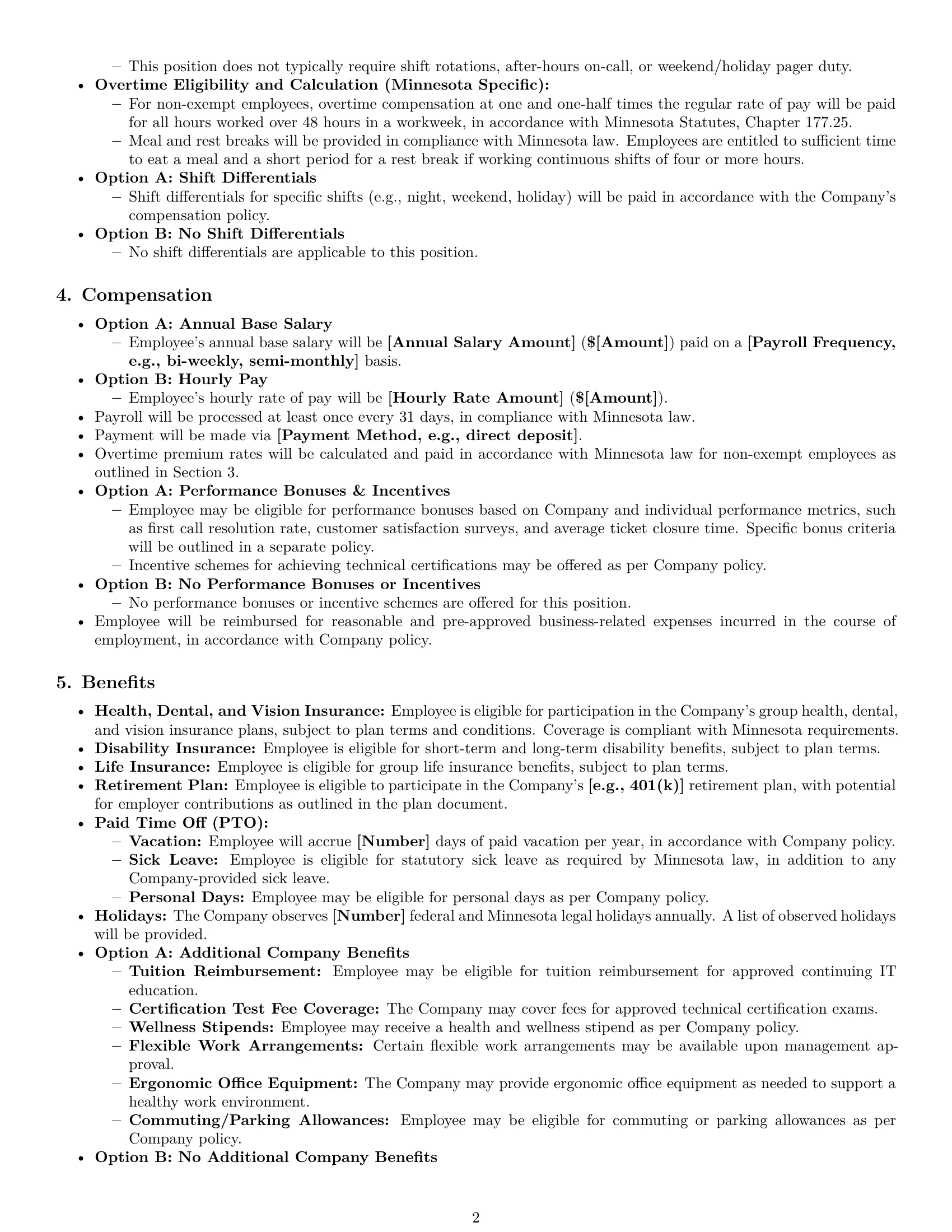 Preview page 2 of Pro Minnesota technical support engineer employment contract template