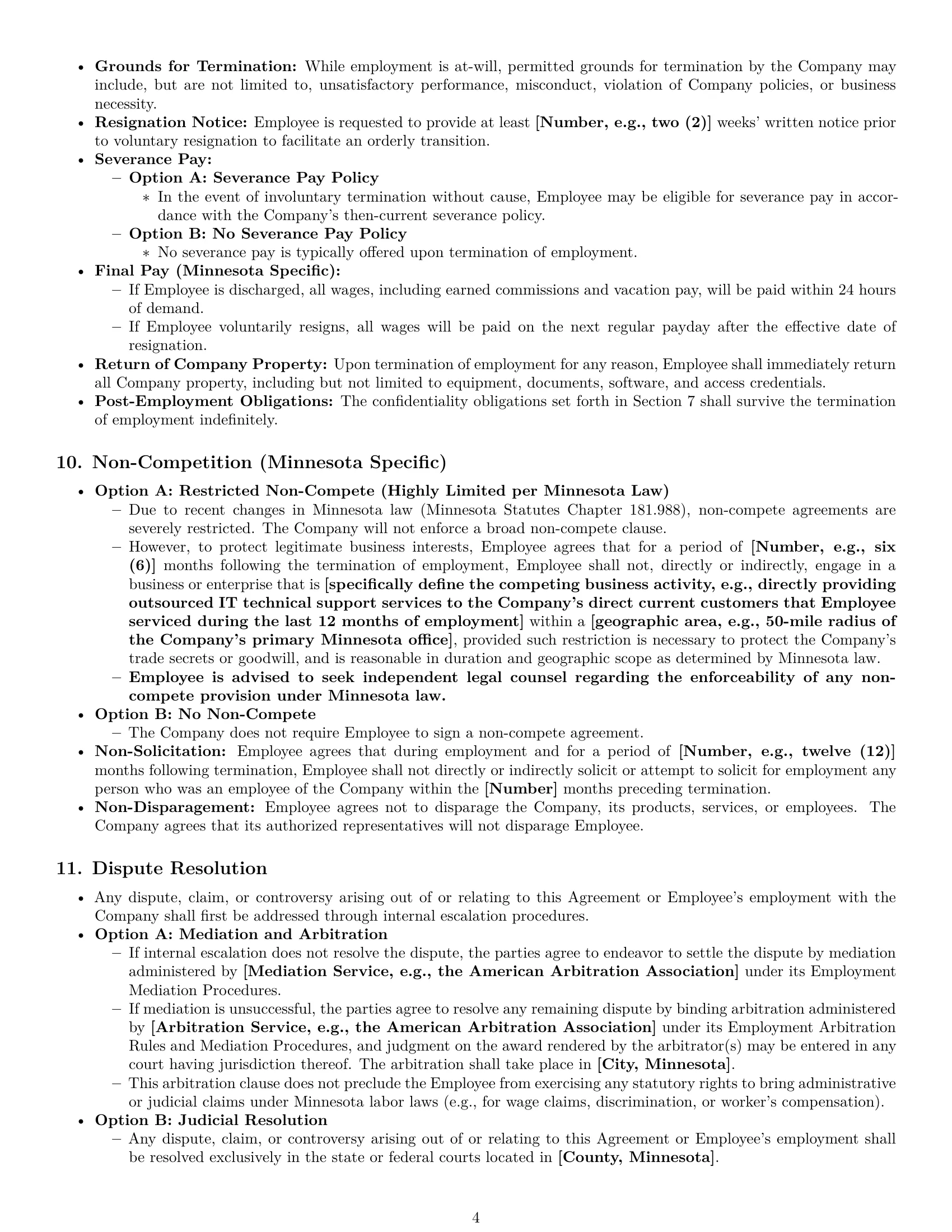 Preview page 4 of Pro Minnesota technical support engineer employment contract template