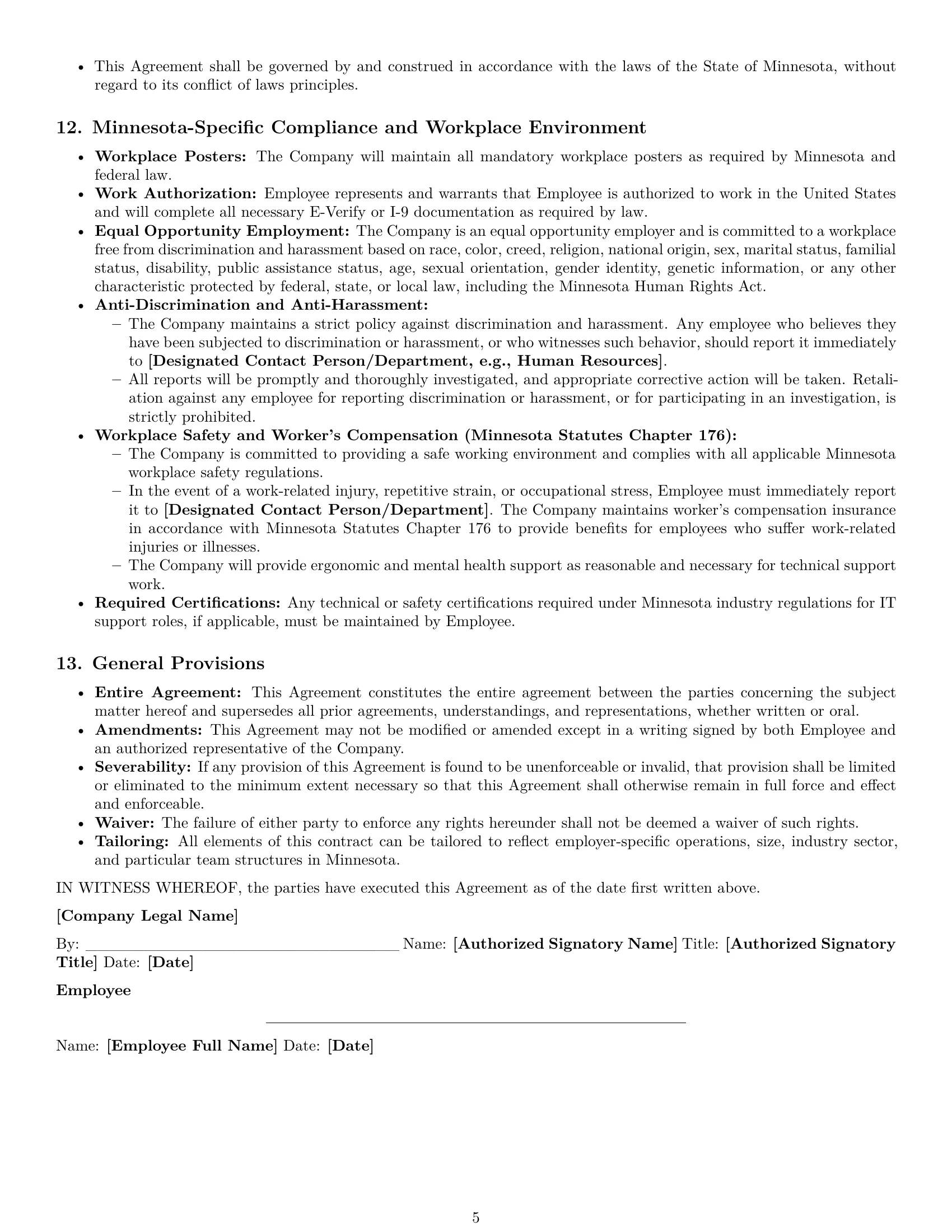 Preview page 5 of Pro Minnesota technical support engineer employment contract template