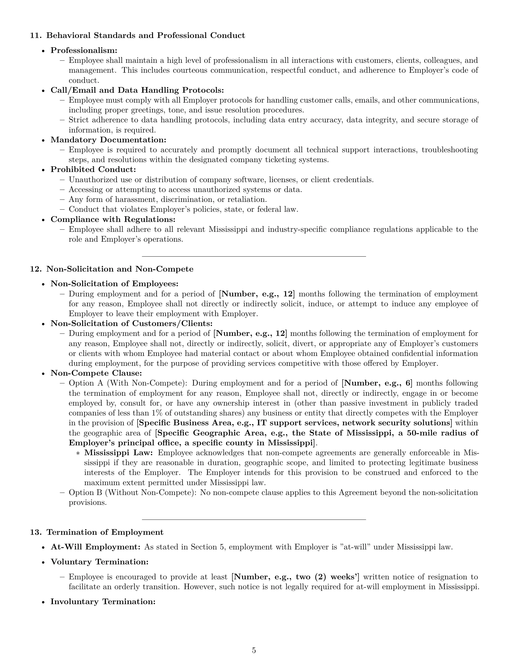 Preview page 5 of Pro Mississippi technical support engineer employment contract template