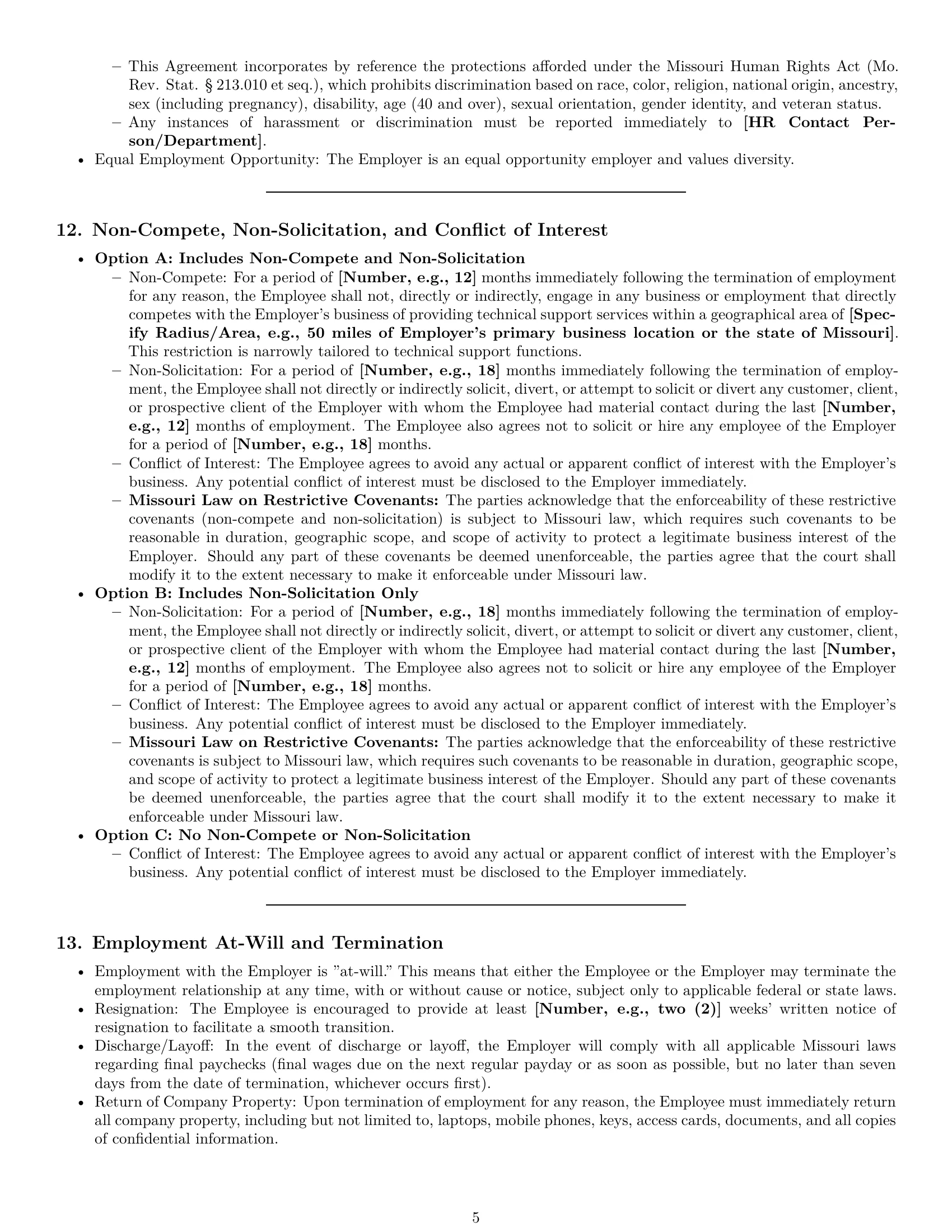 Preview page 5 of Pro Missouri technical support engineer employment contract template