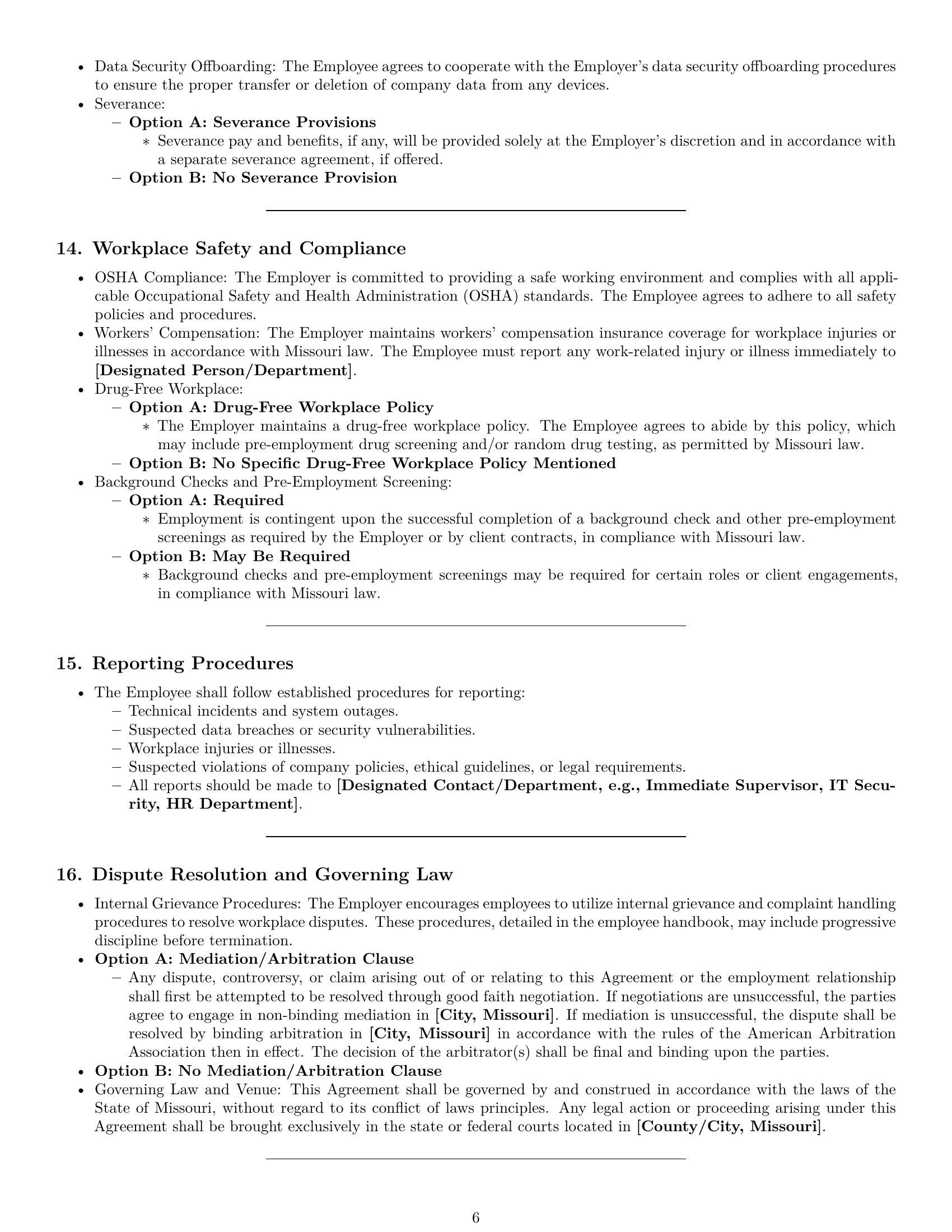 Preview page 6 of Pro Missouri technical support engineer employment contract template