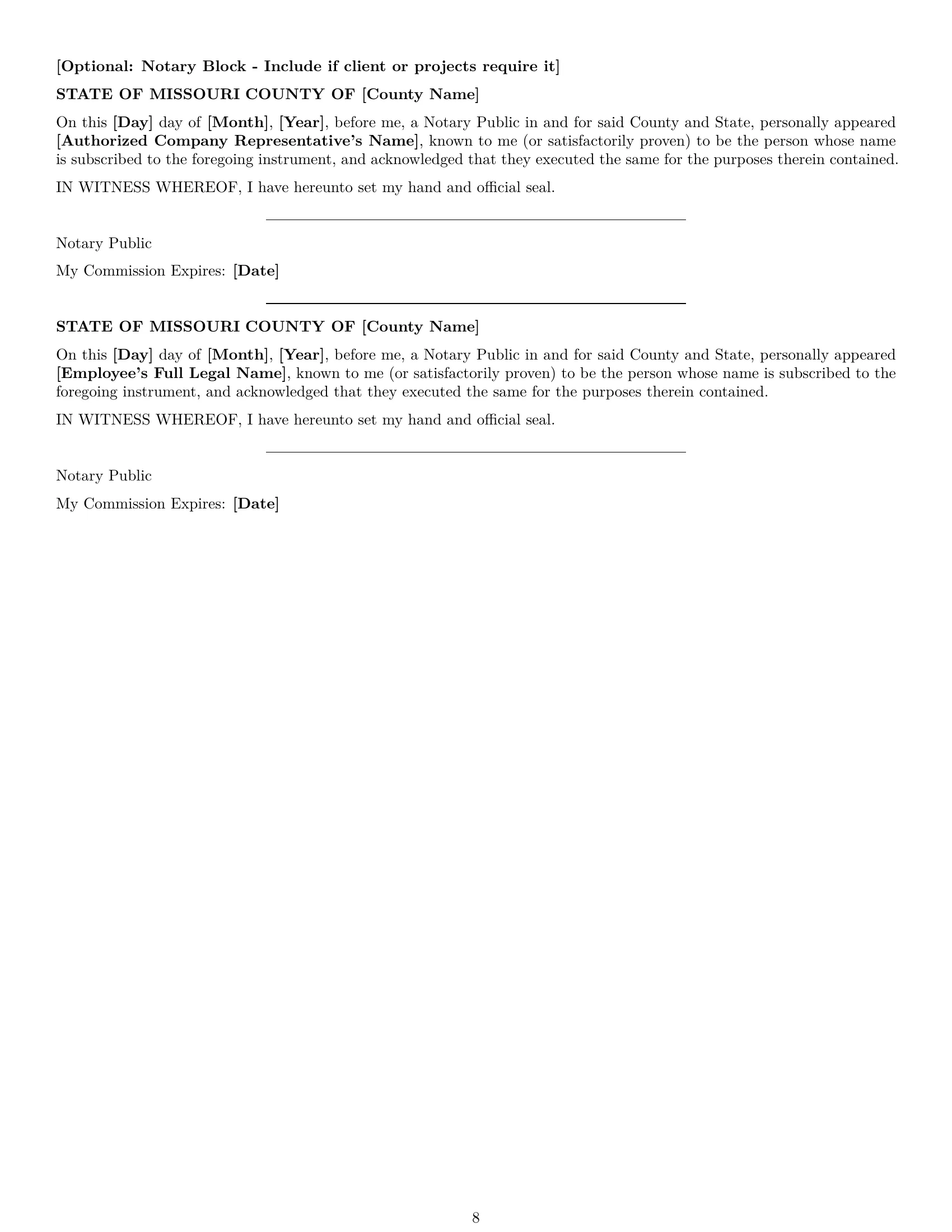 Preview page 8 of Pro Missouri technical support engineer employment contract template