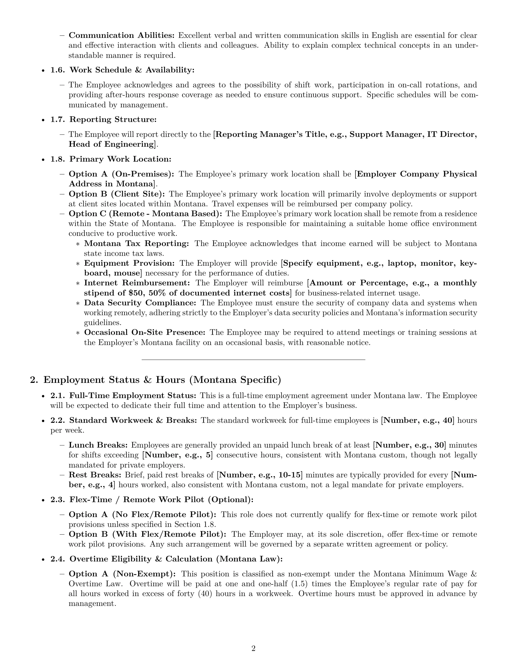 Preview page 2 of Pro Montana technical support engineer employment contract template