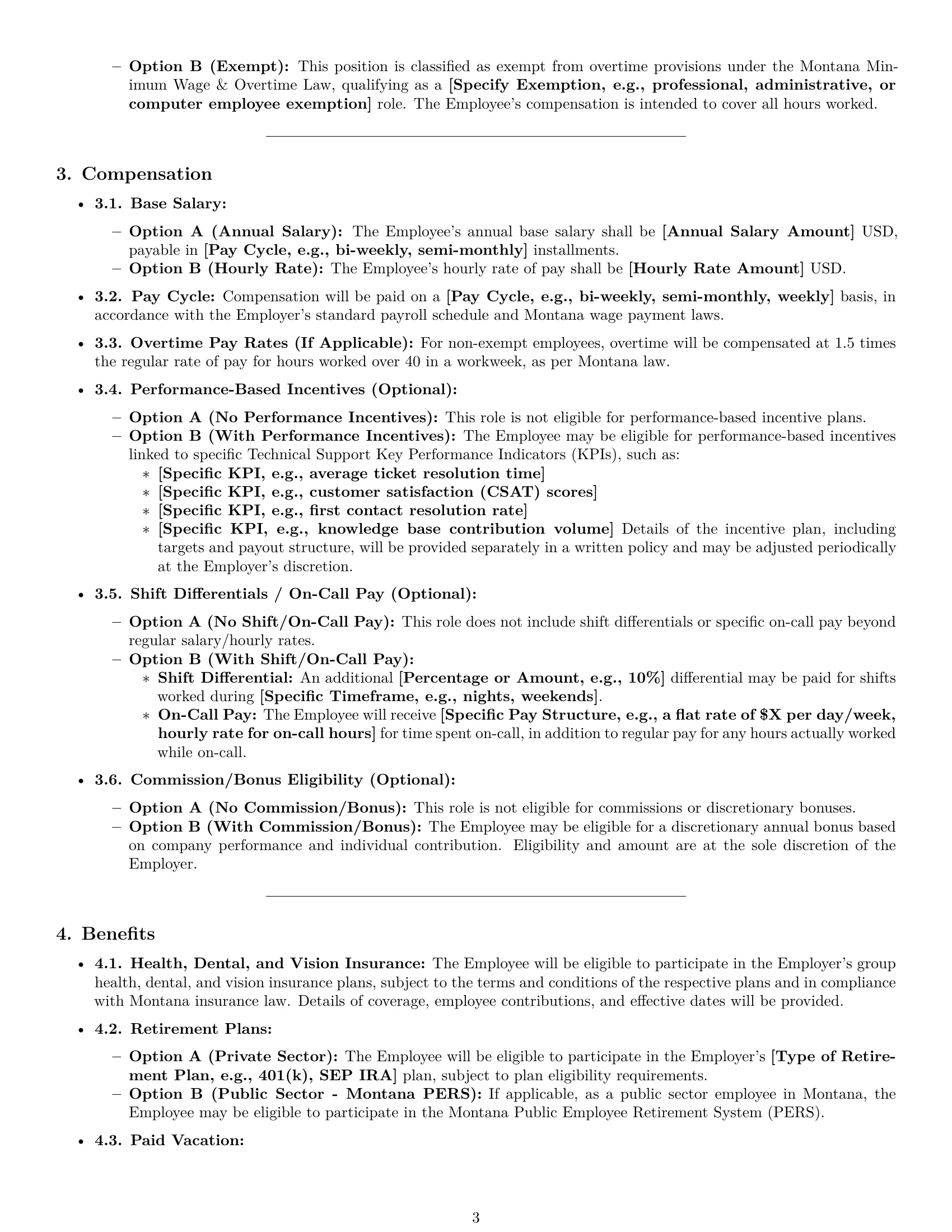 Preview page 3 of Pro Montana technical support engineer employment contract template