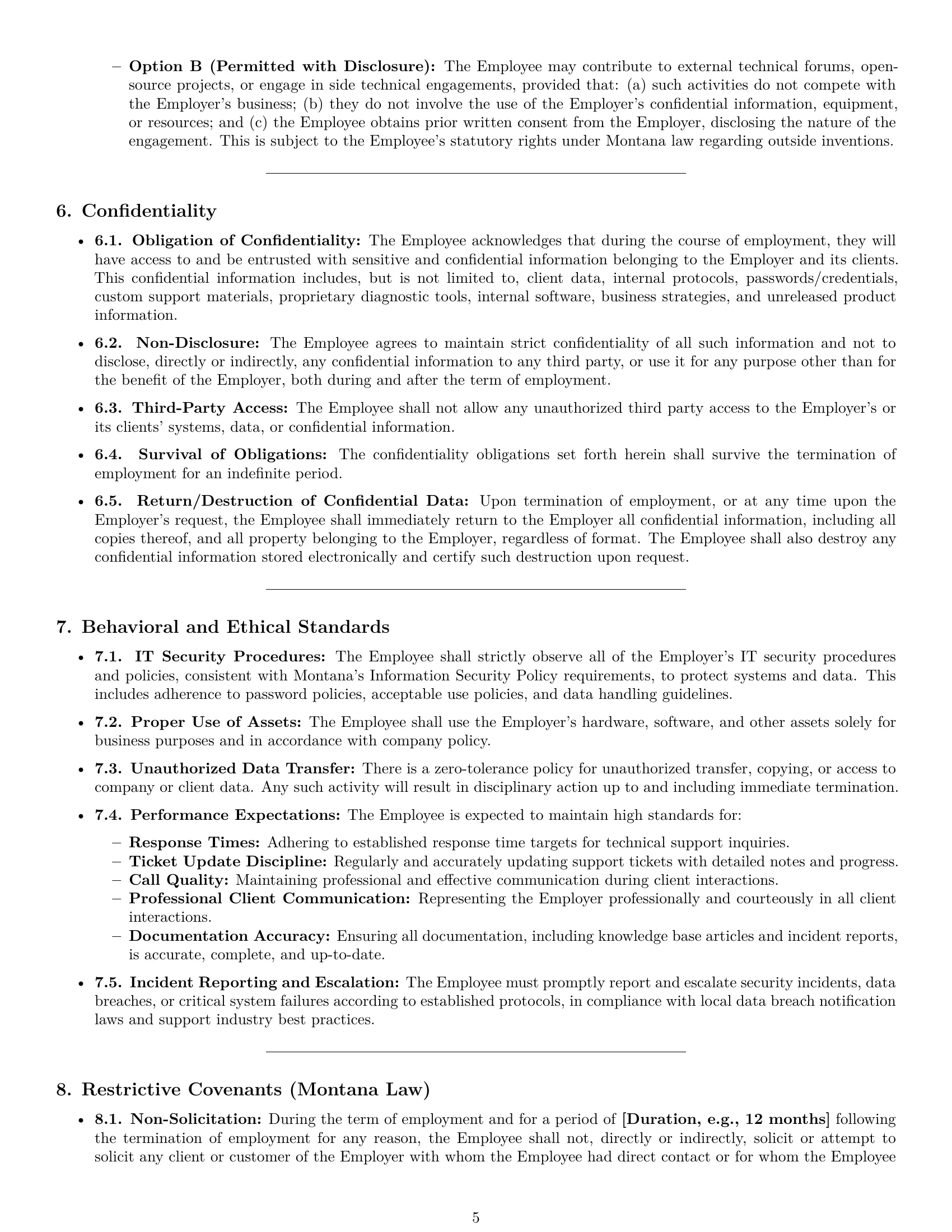 Preview page 5 of Pro Montana technical support engineer employment contract template