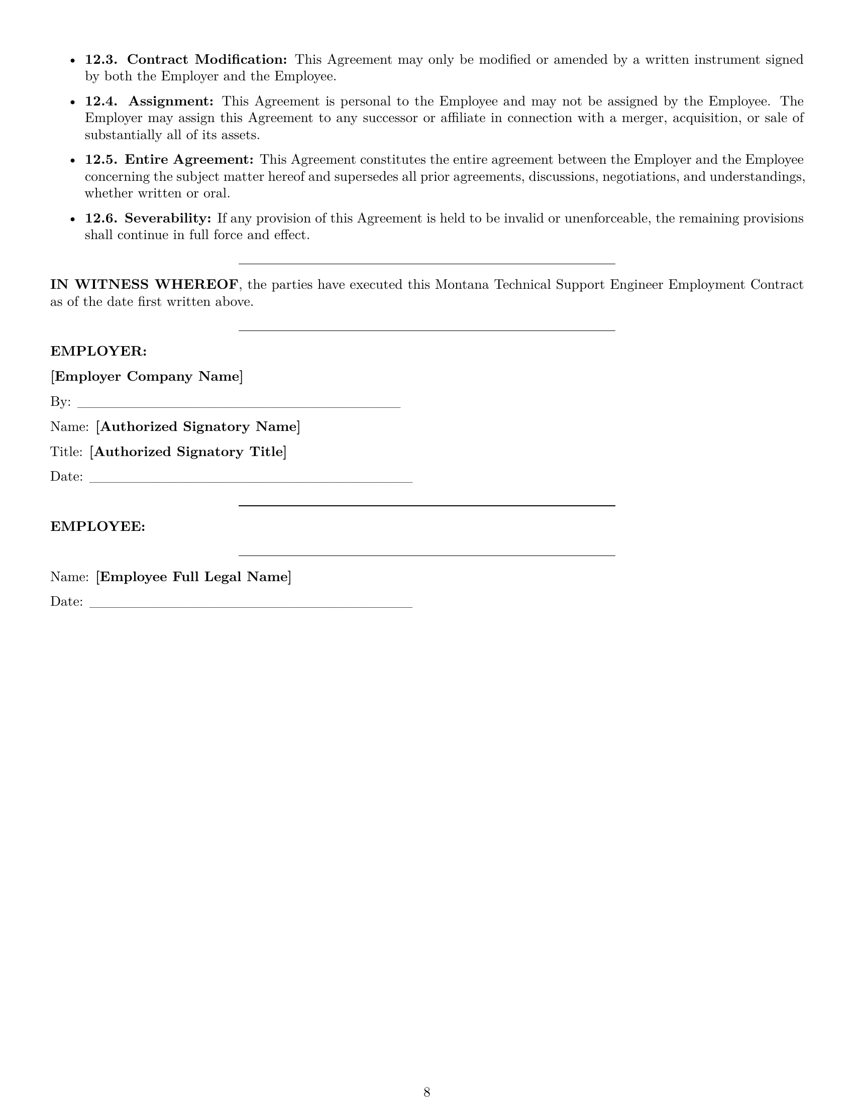 Preview page 8 of Pro Montana technical support engineer employment contract template