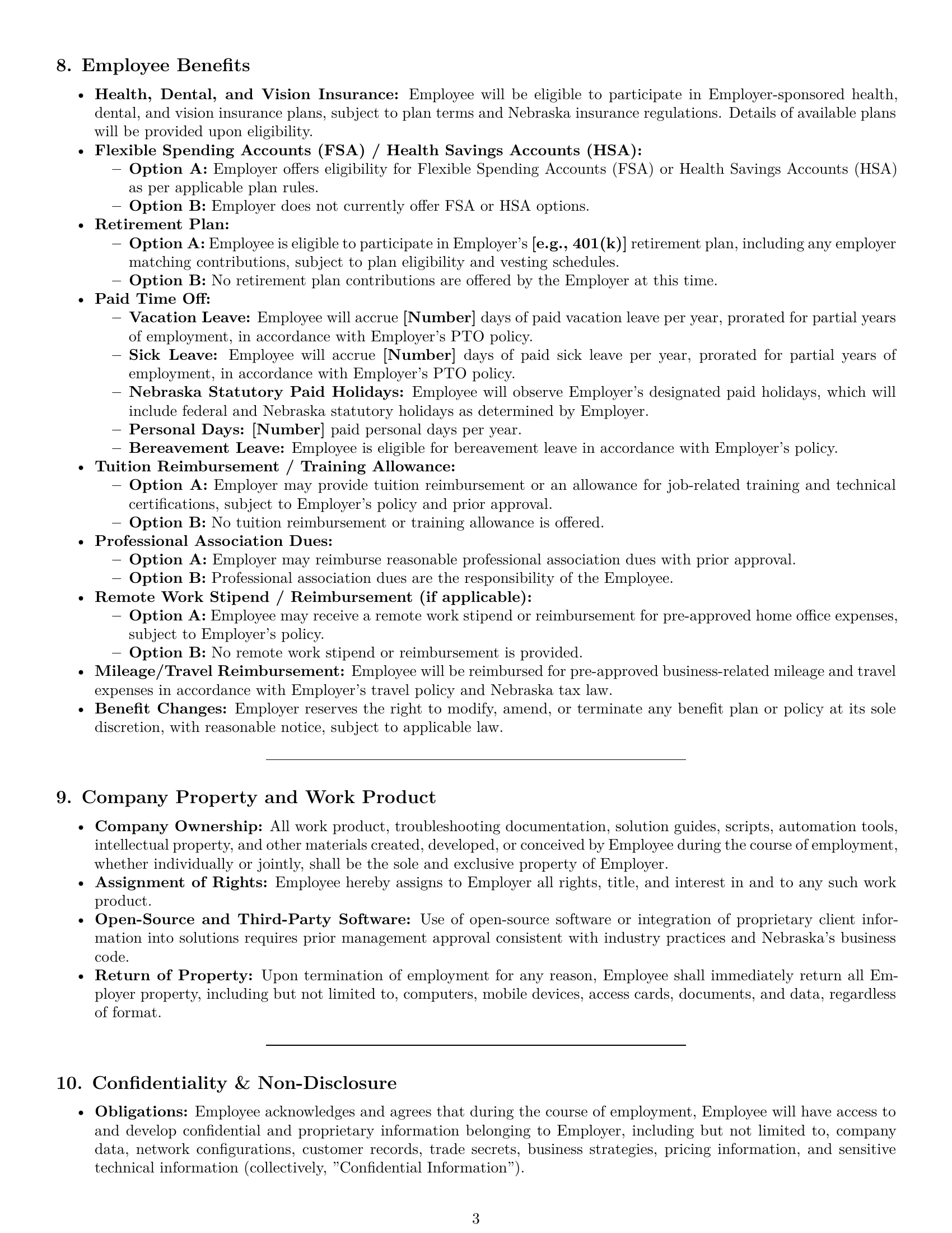 Preview page 3 of Pro Nebraska technical support engineer employment contract template