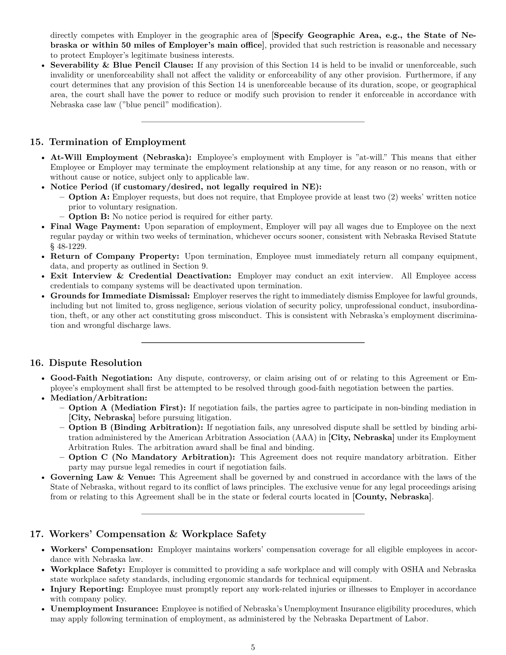 Preview page 5 of Pro Nebraska technical support engineer employment contract template