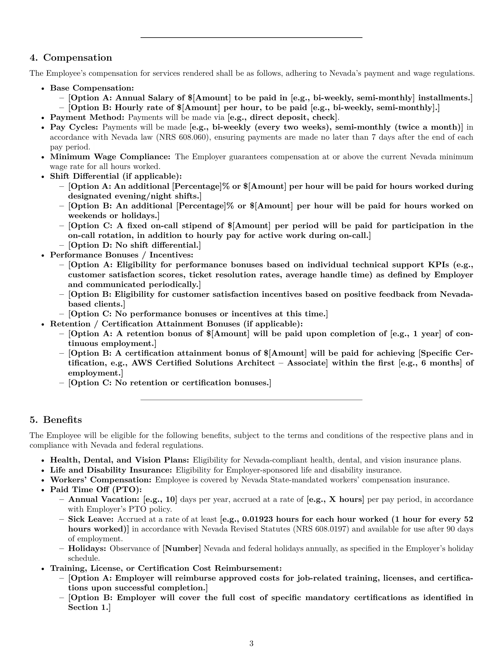 Preview page 3 of Pro Nevada technical support engineer employment contract template