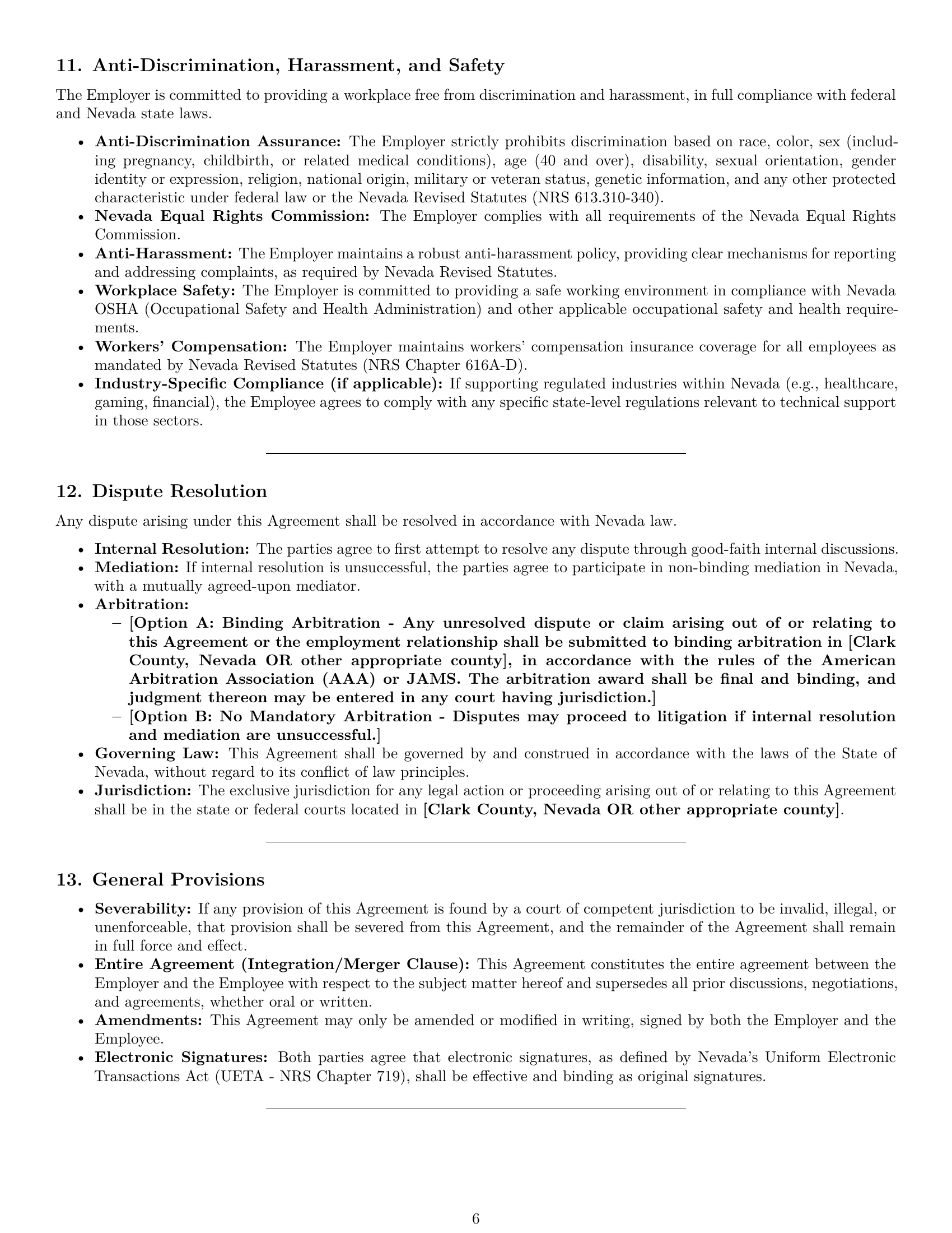 Preview page 6 of Pro Nevada technical support engineer employment contract template