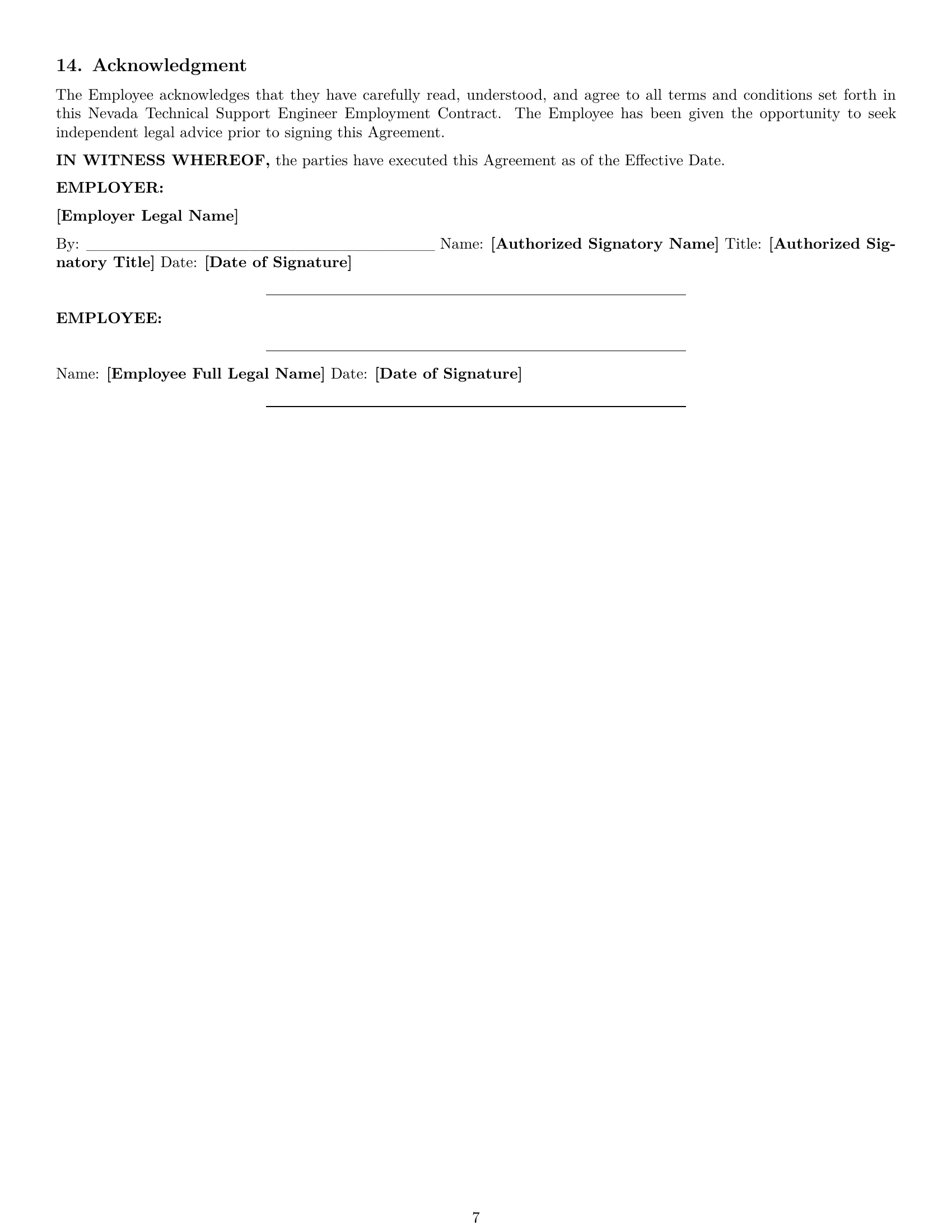 Preview page 7 of Pro Nevada technical support engineer employment contract template