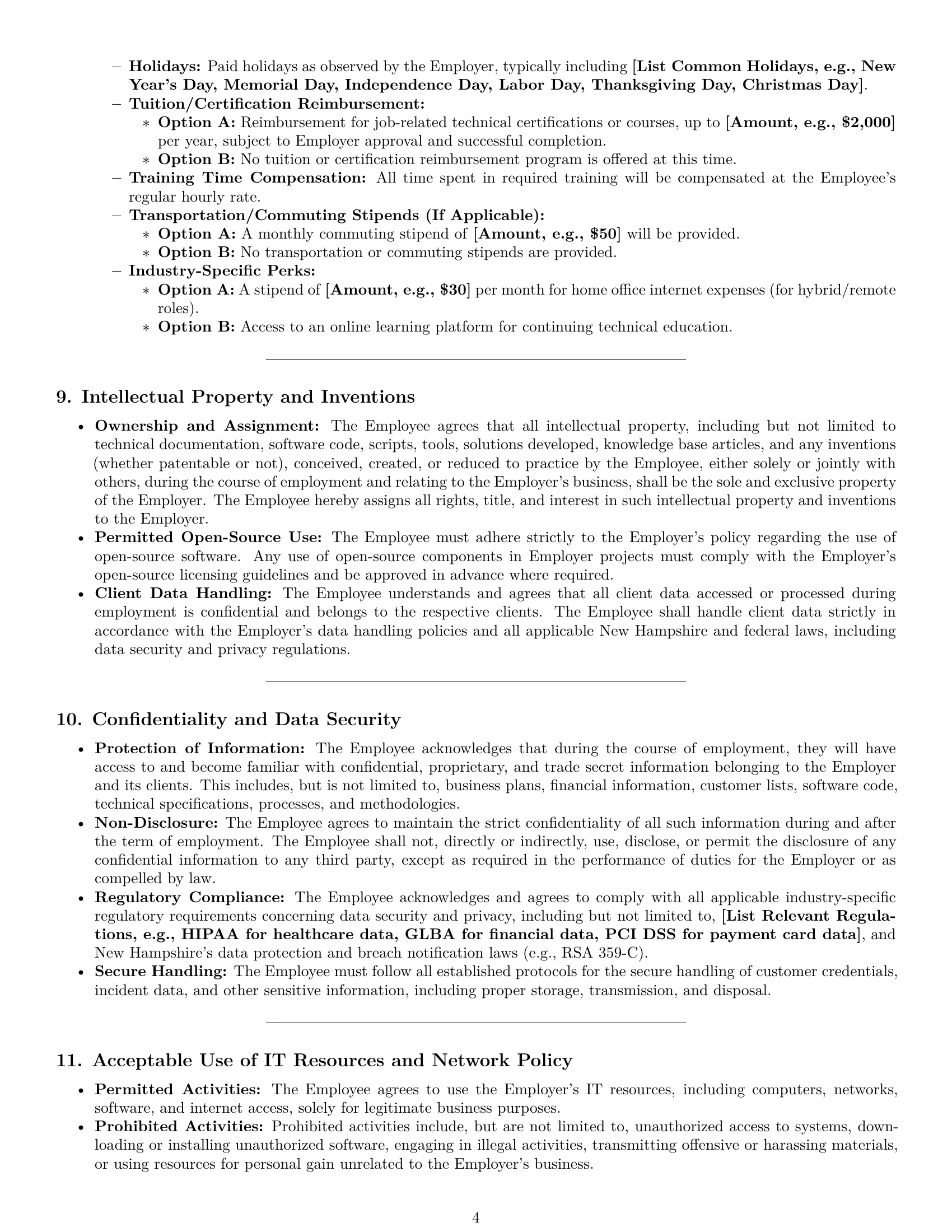 Preview page 4 of Pro New Hampshire technical support engineer employment contract template