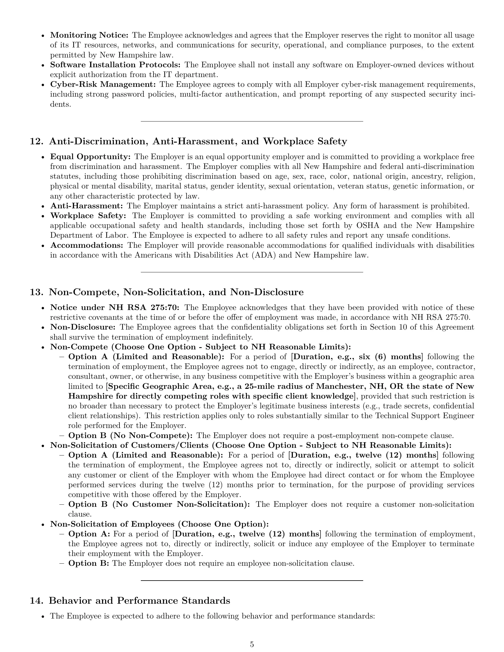 Preview page 5 of Pro New Hampshire technical support engineer employment contract template