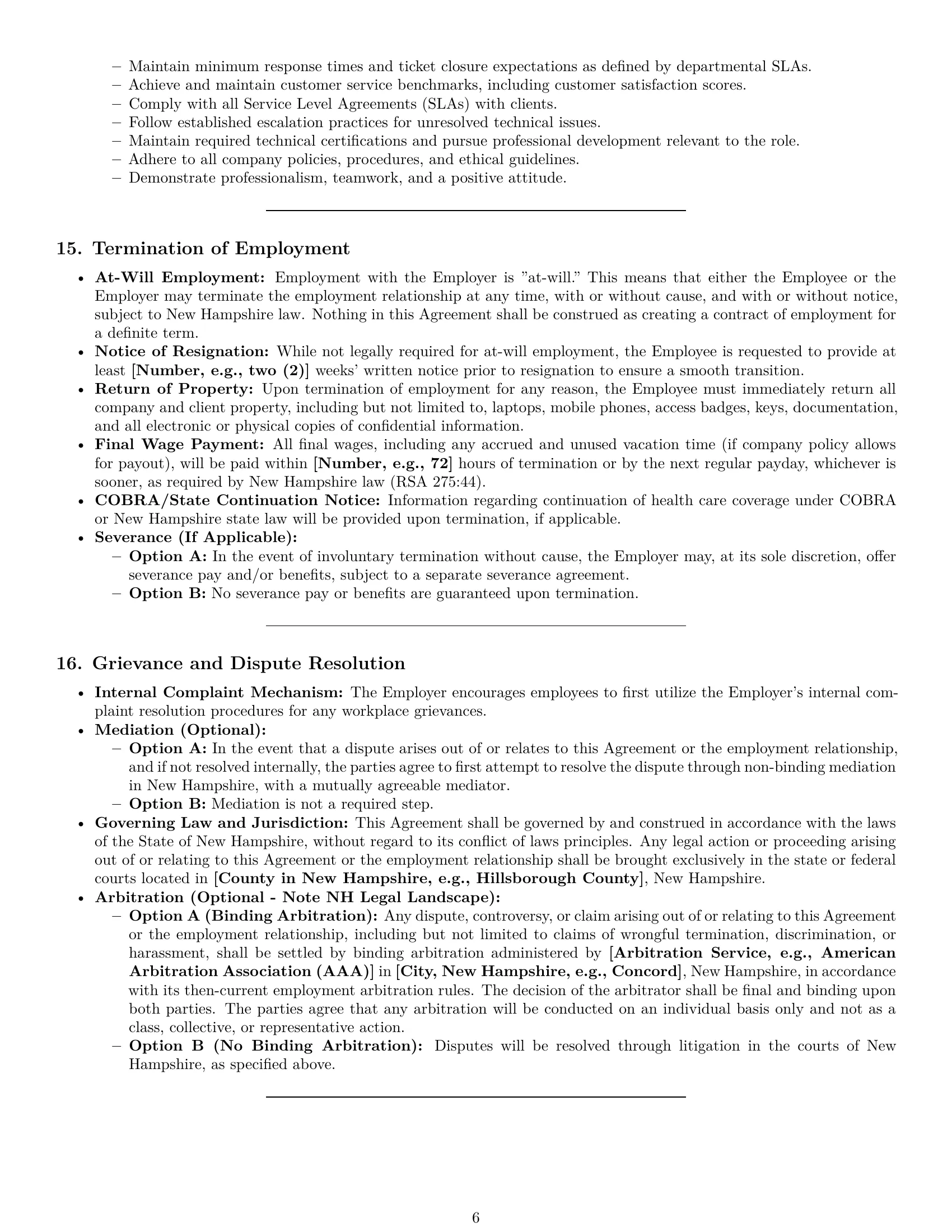 Preview page 6 of Pro New Hampshire technical support engineer employment contract template