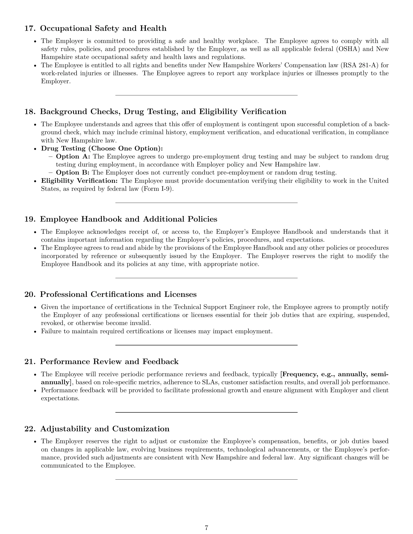 Preview page 7 of Pro New Hampshire technical support engineer employment contract template