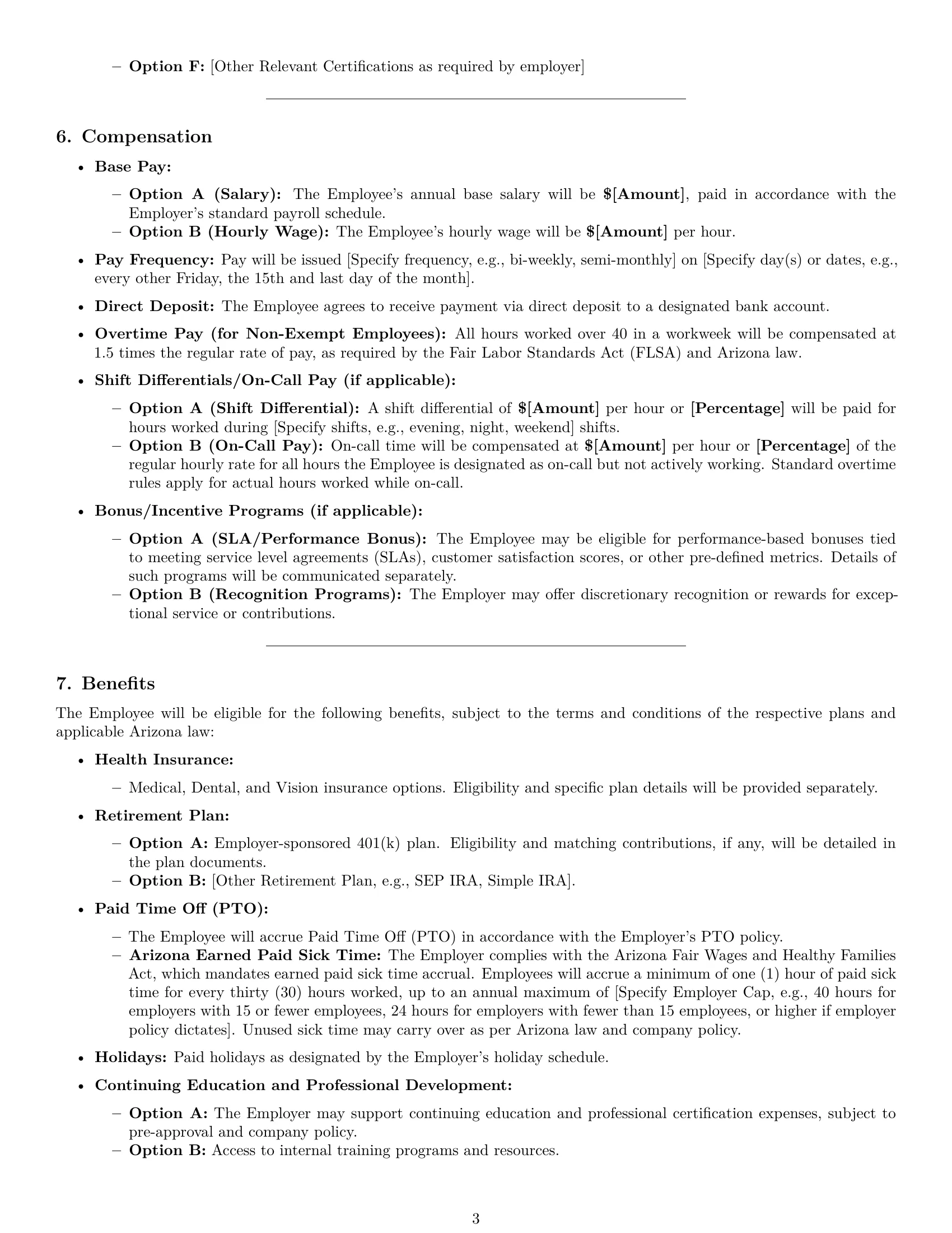 Preview page 3 of Pro Arizona technical support engineer employment contract template