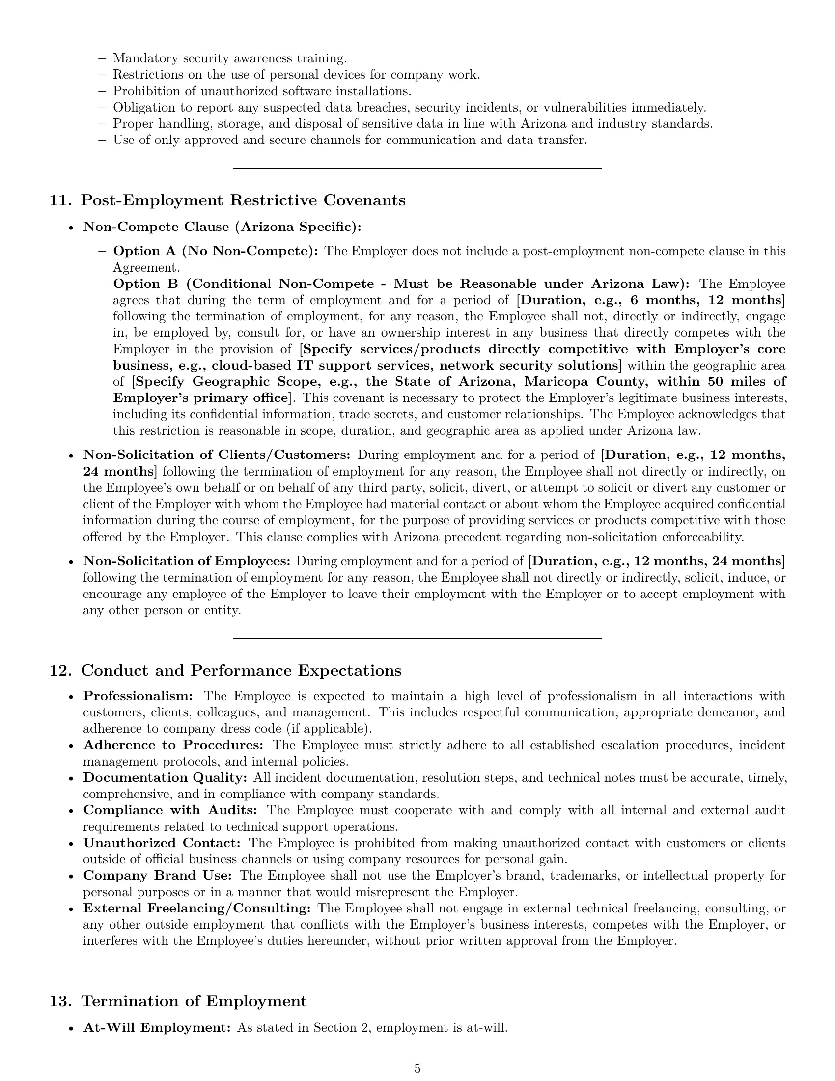Preview page 5 of Pro Arizona technical support engineer employment contract template