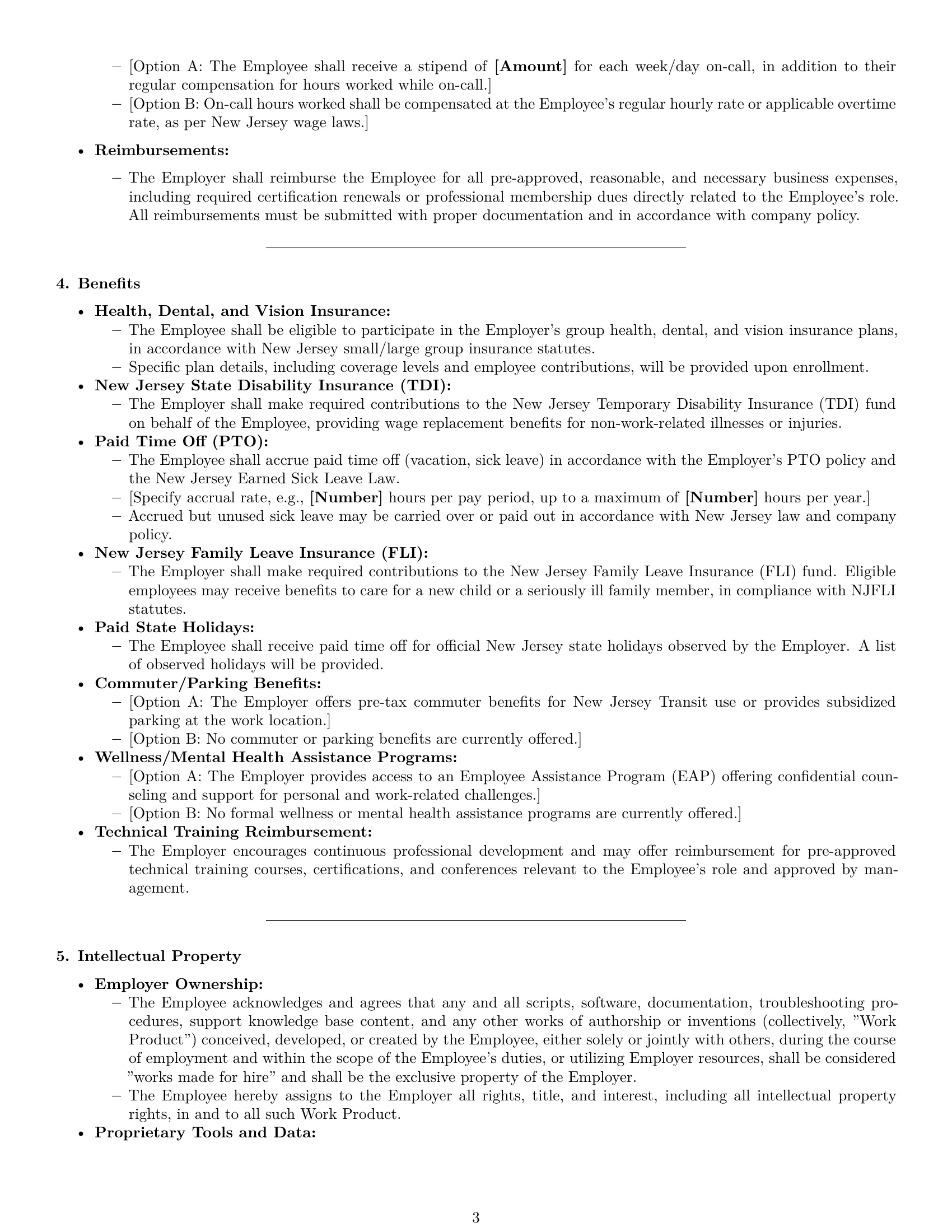 Preview page 3 of Pro New Jersey technical support engineer employment contract template