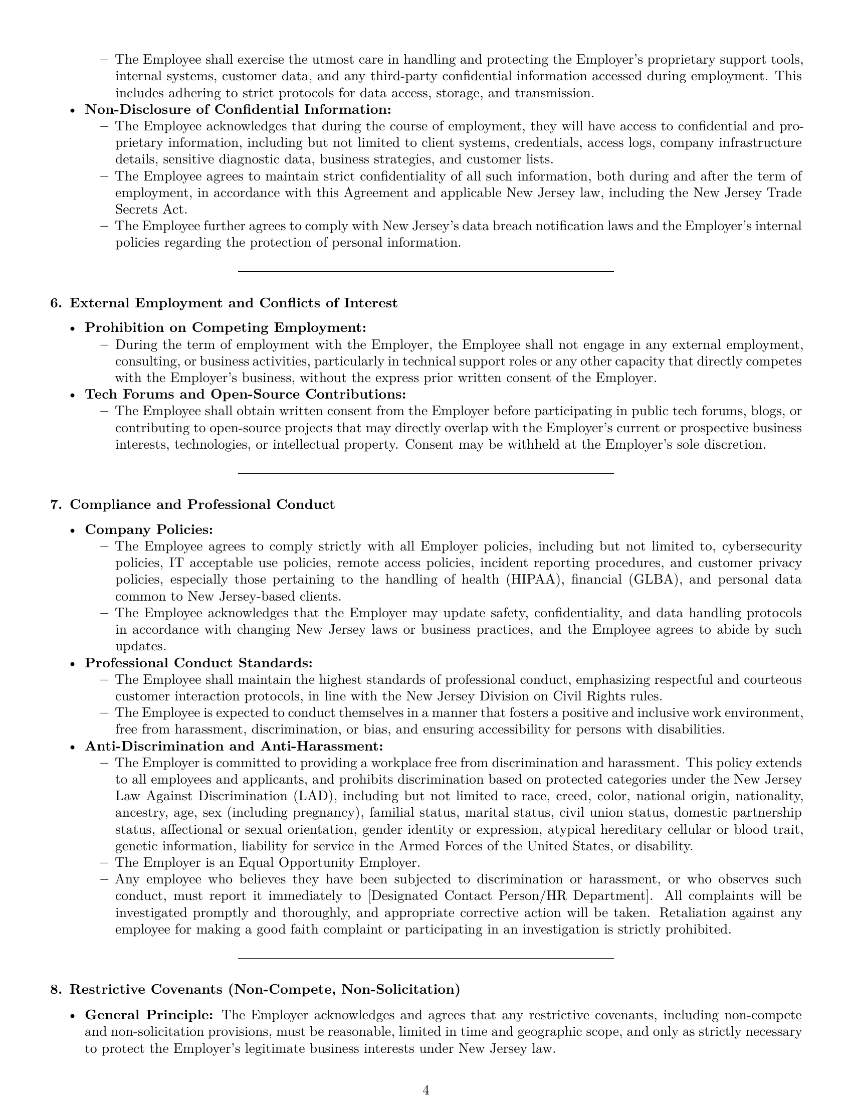 Preview page 4 of Pro New Jersey technical support engineer employment contract template