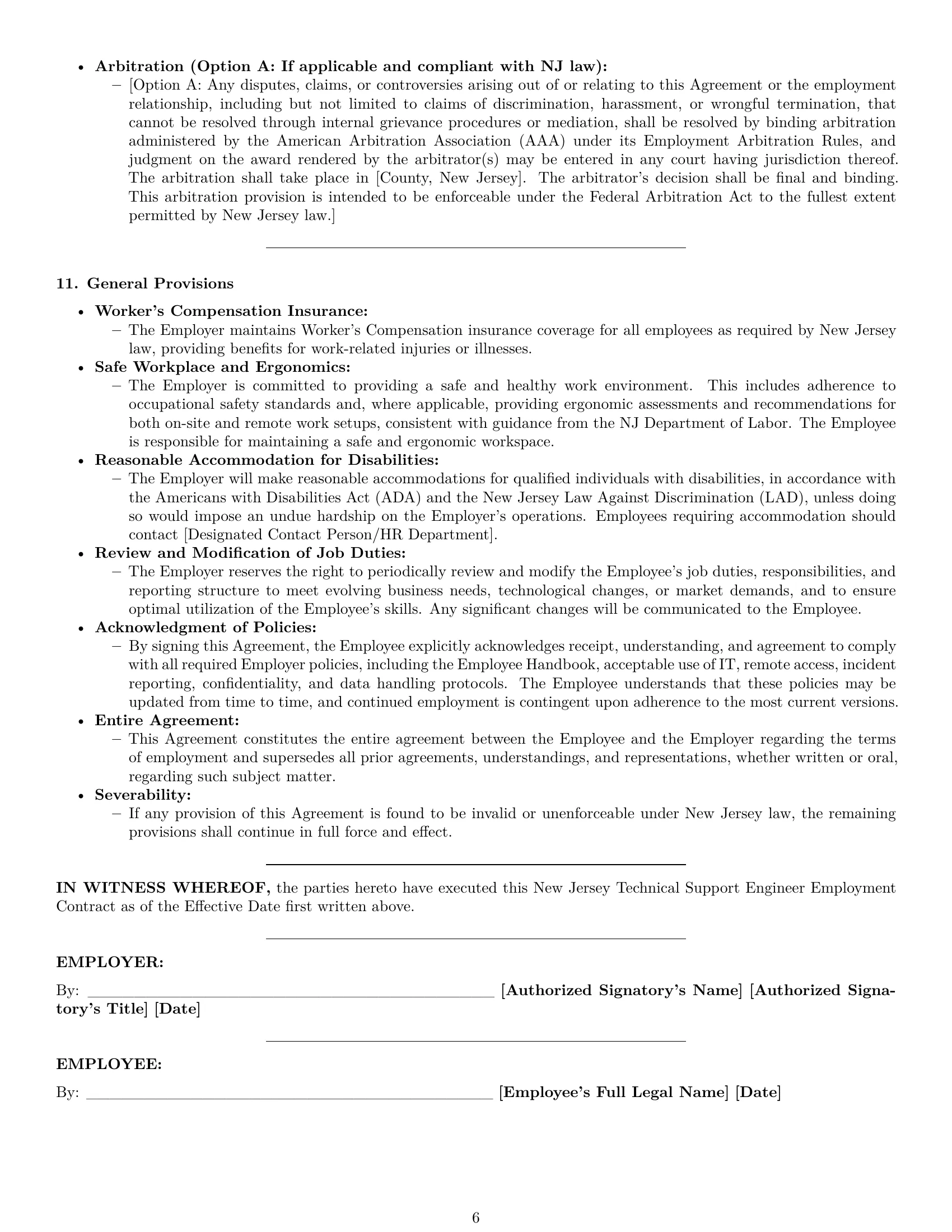 Preview page 6 of Pro New Jersey technical support engineer employment contract template