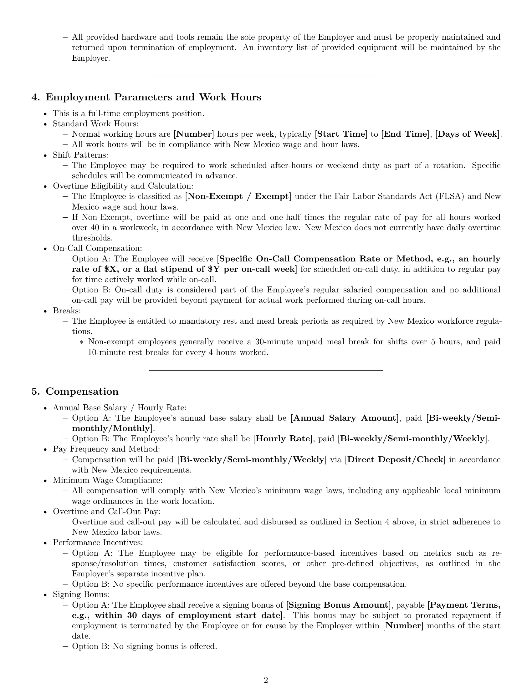 Preview page 2 of Pro New Mexico technical support engineer employment contract template