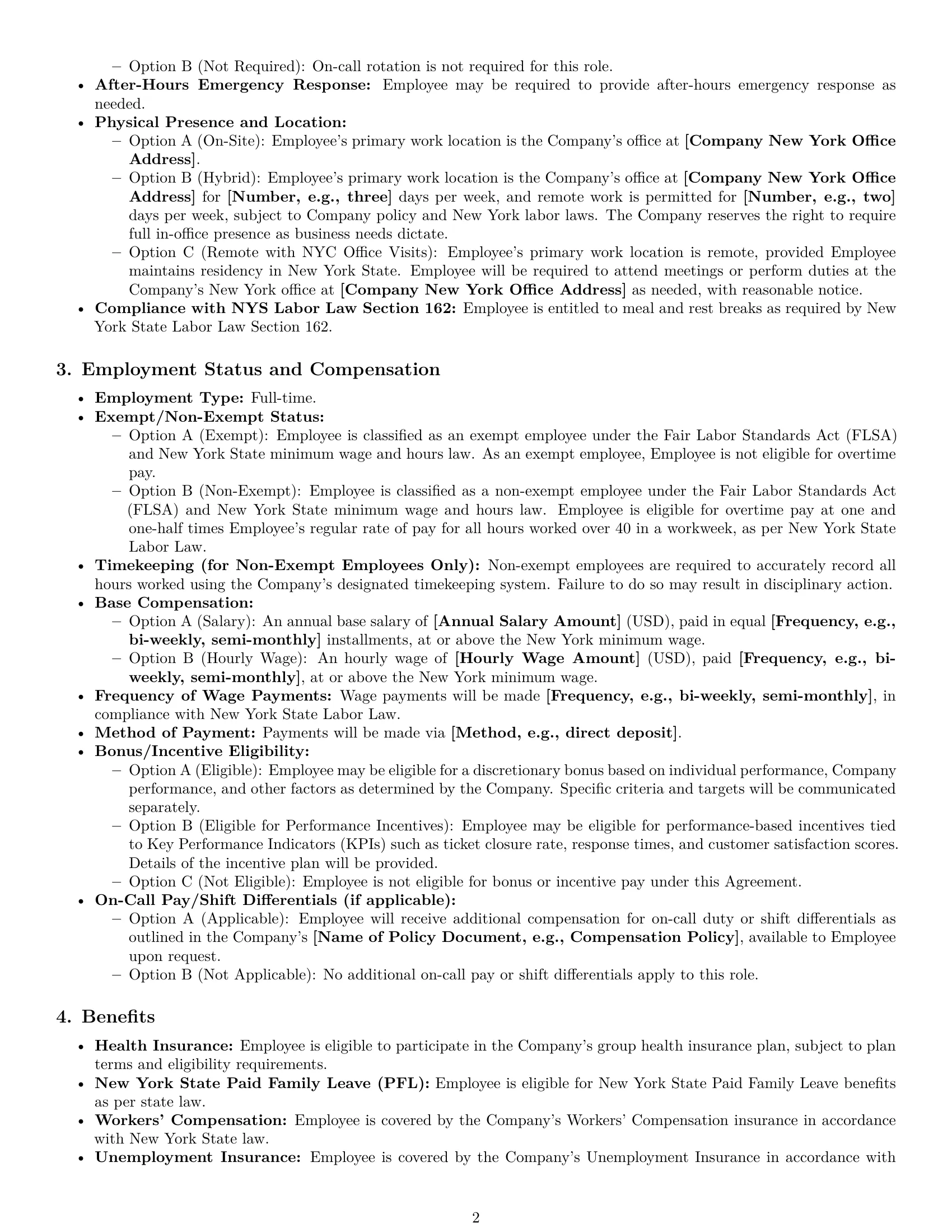 Preview page 2 of Pro New York technical support engineer employment contract template