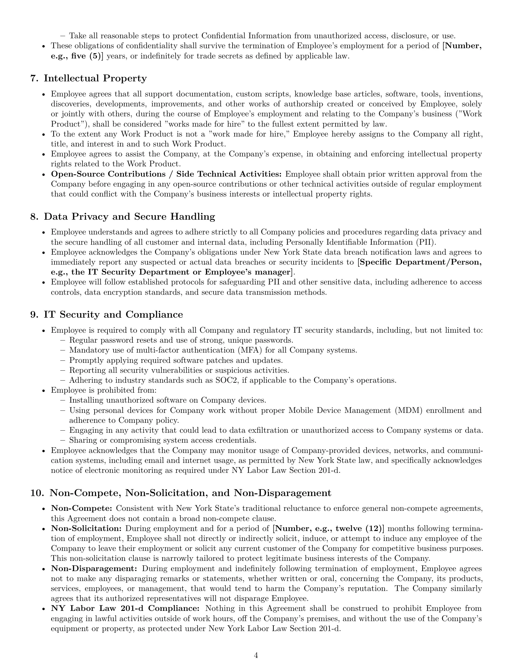 Preview page 4 of Pro New York technical support engineer employment contract template