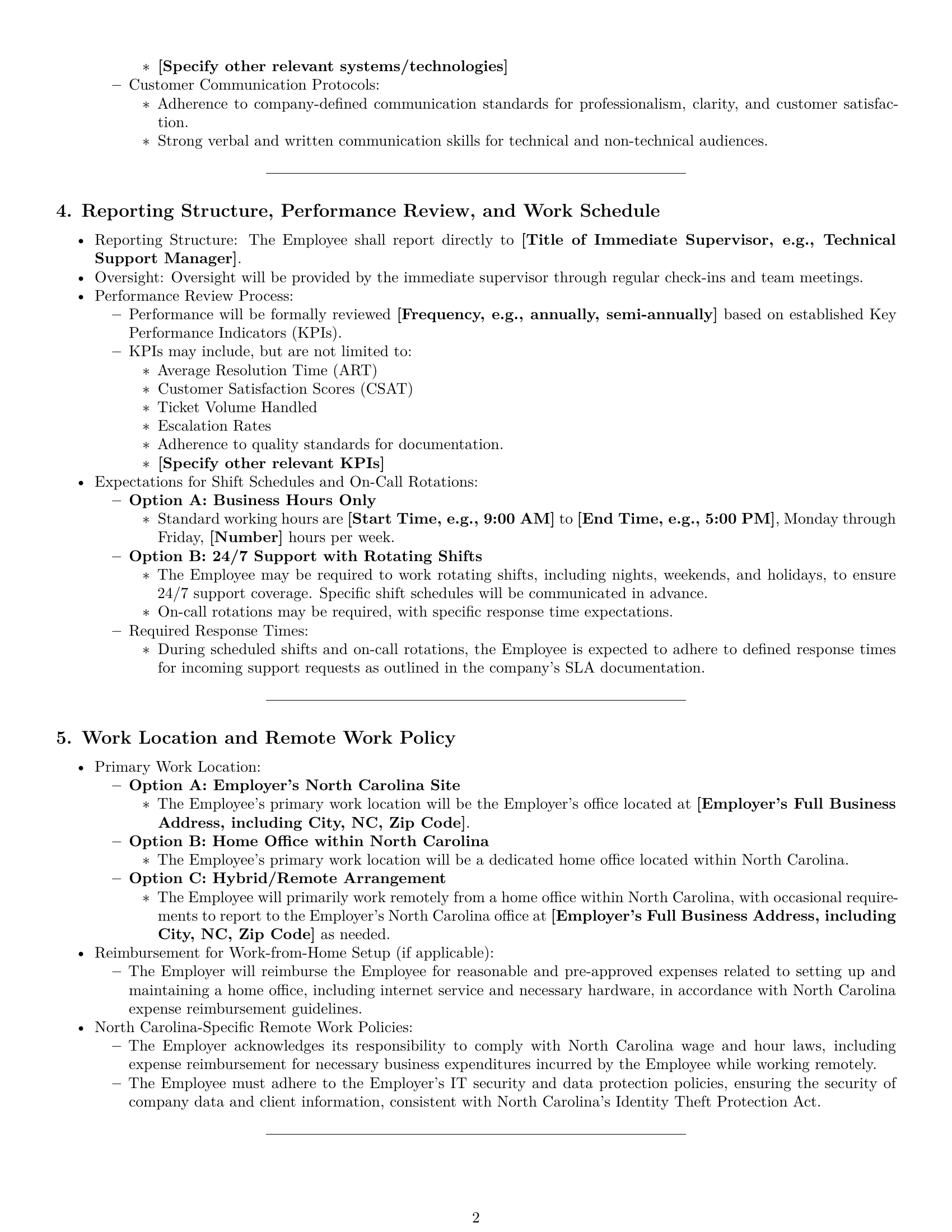 Preview page 2 of Pro North Carolina technical support engineer employment contract template