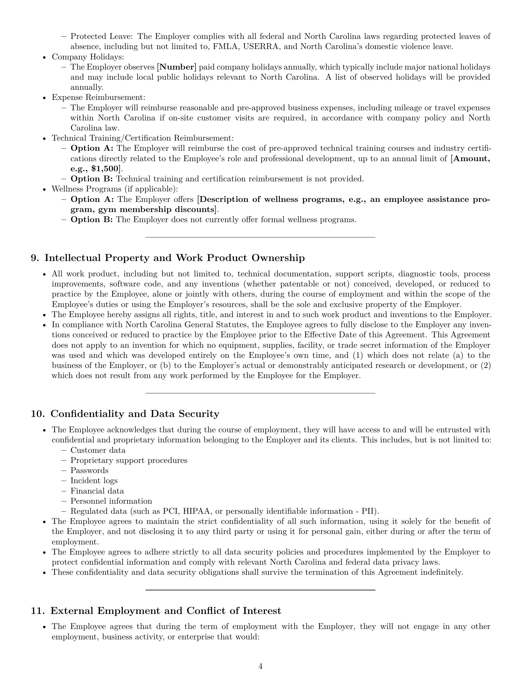 Preview page 4 of Pro North Carolina technical support engineer employment contract template