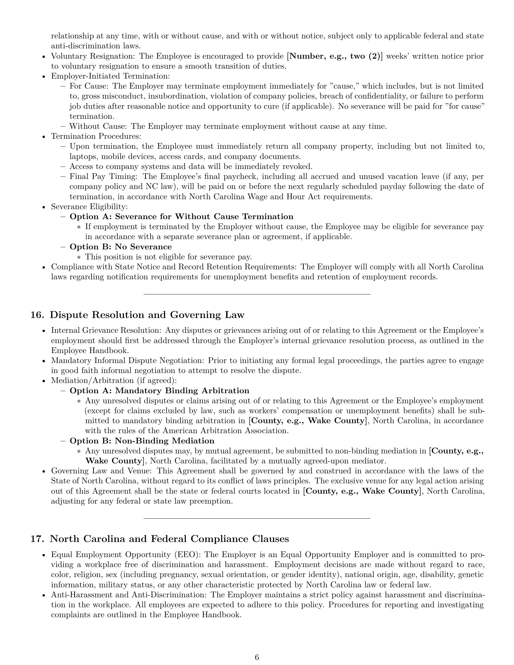 Preview page 6 of Pro North Carolina technical support engineer employment contract template