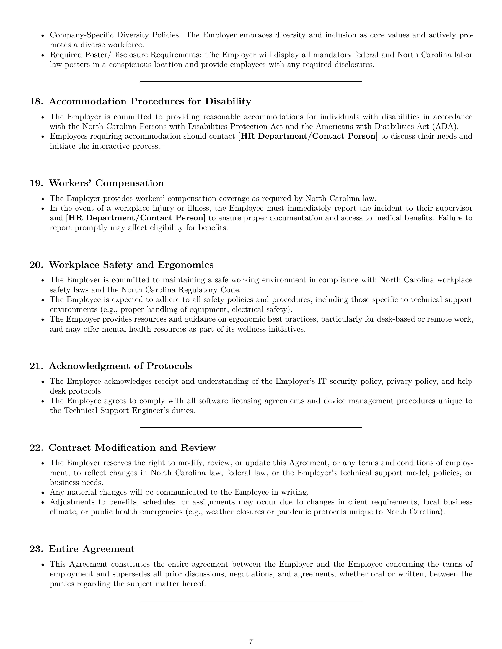 Preview page 7 of Pro North Carolina technical support engineer employment contract template