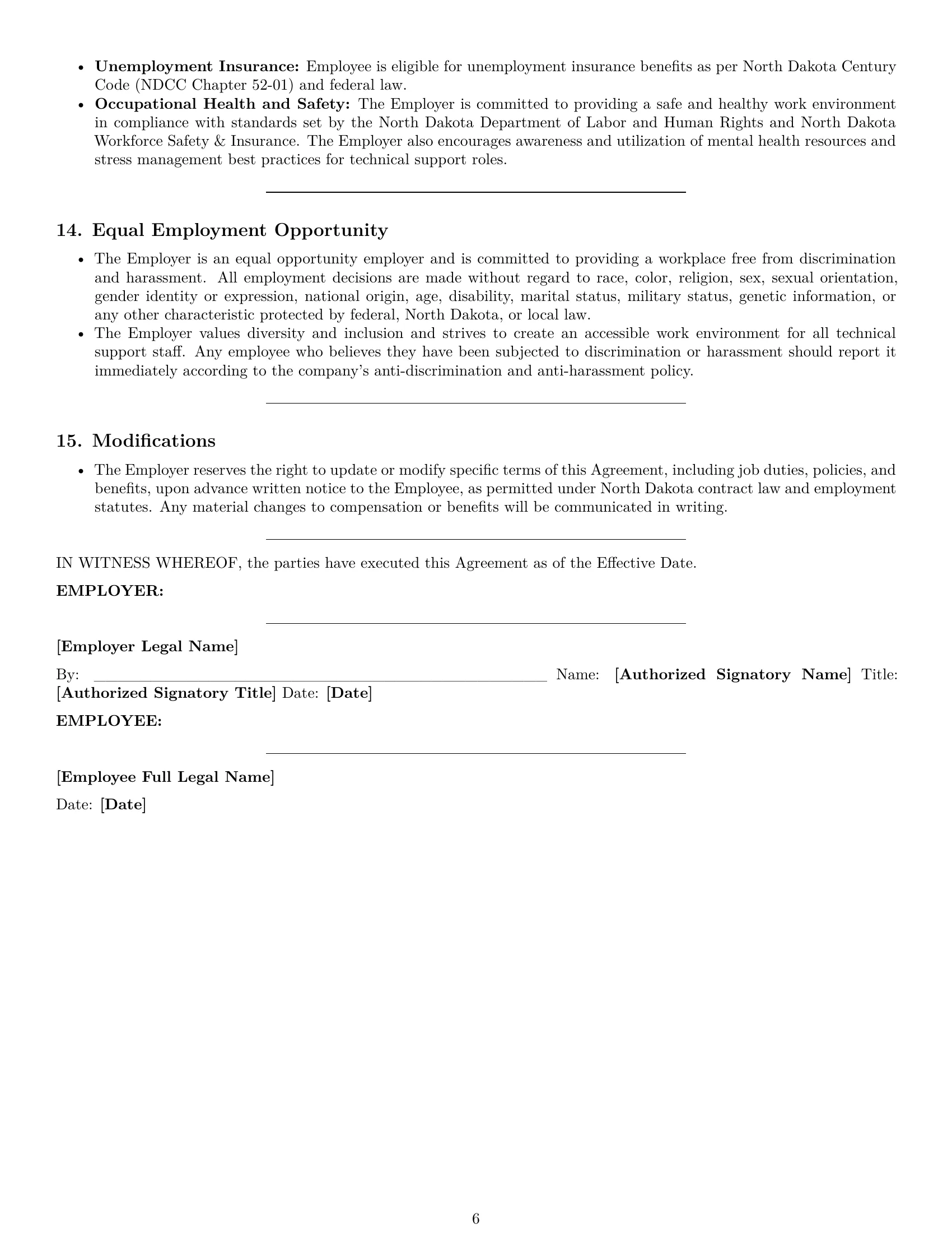 Preview page 6 of Pro North Dakota technical support engineer employment contract template