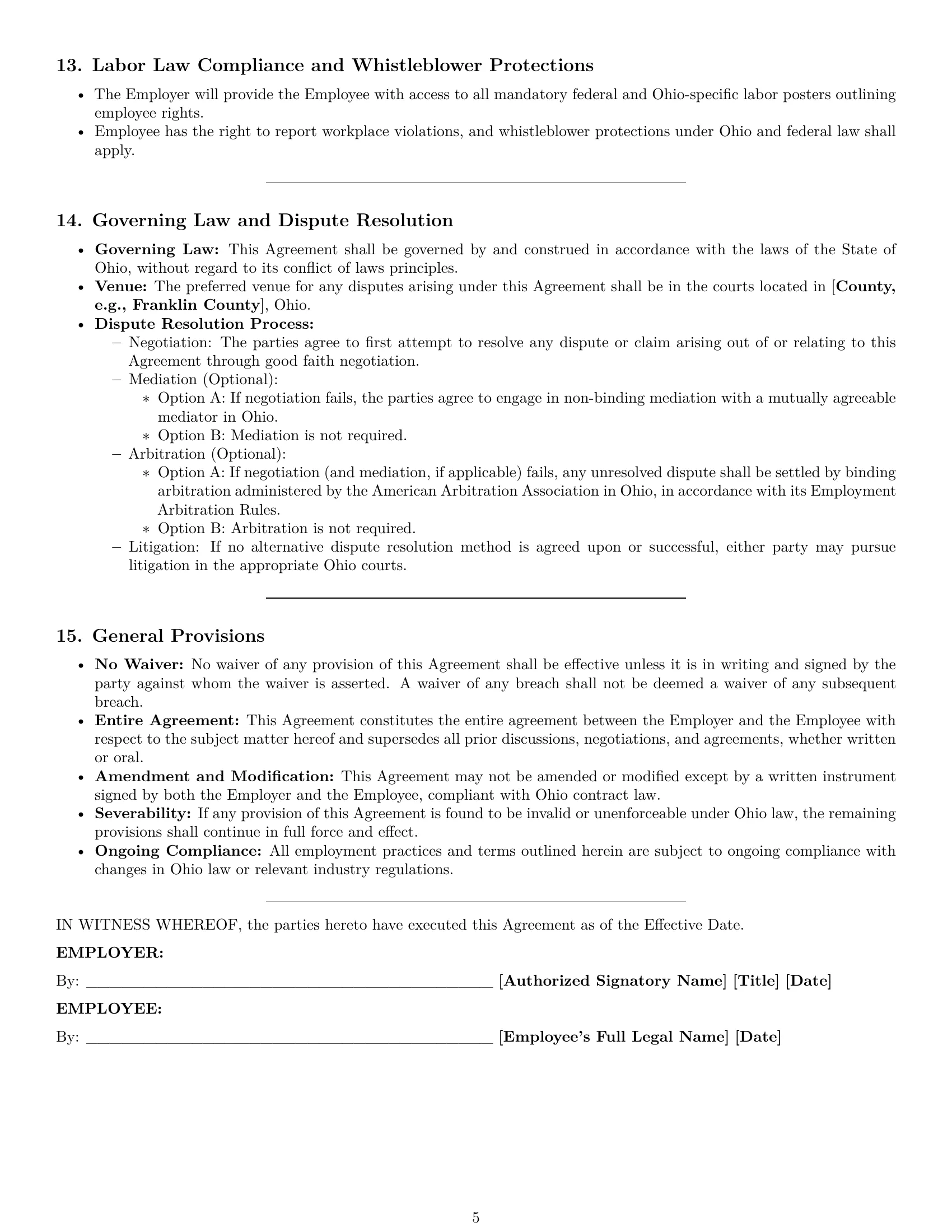 Preview page 5 of Pro Ohio technical support engineer employment contract template