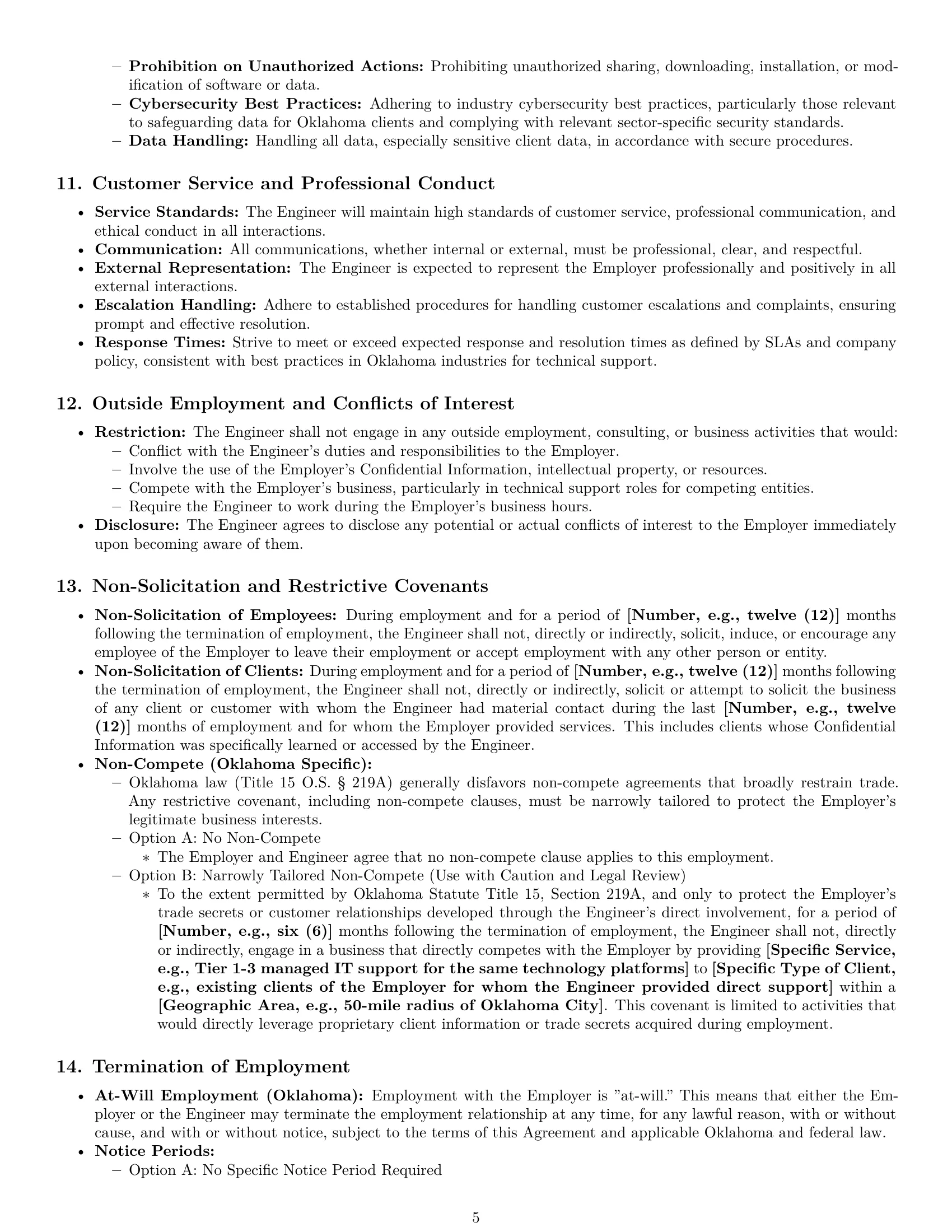 Preview page 5 of Pro Oklahoma technical support engineer employment contract template