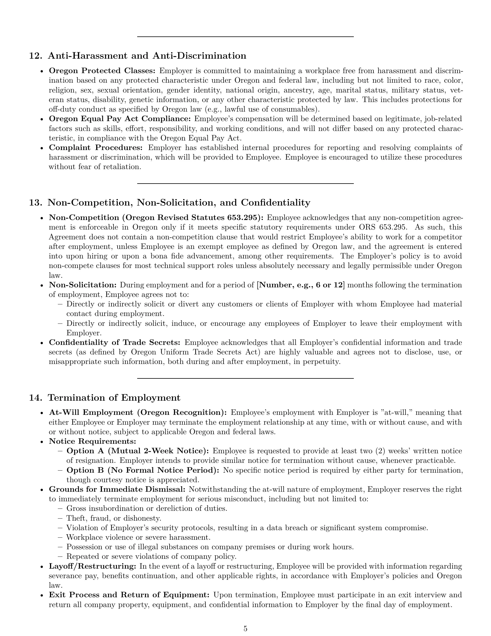 Preview page 5 of Pro Oregon technical support engineer employment contract template