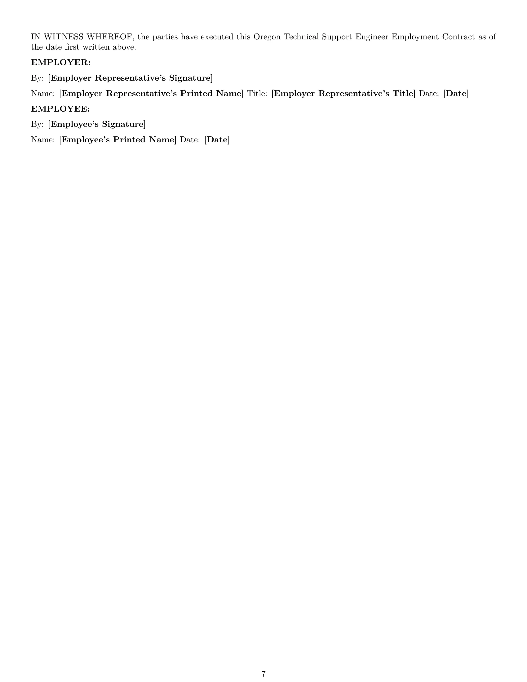 Preview page 7 of Pro Oregon technical support engineer employment contract template