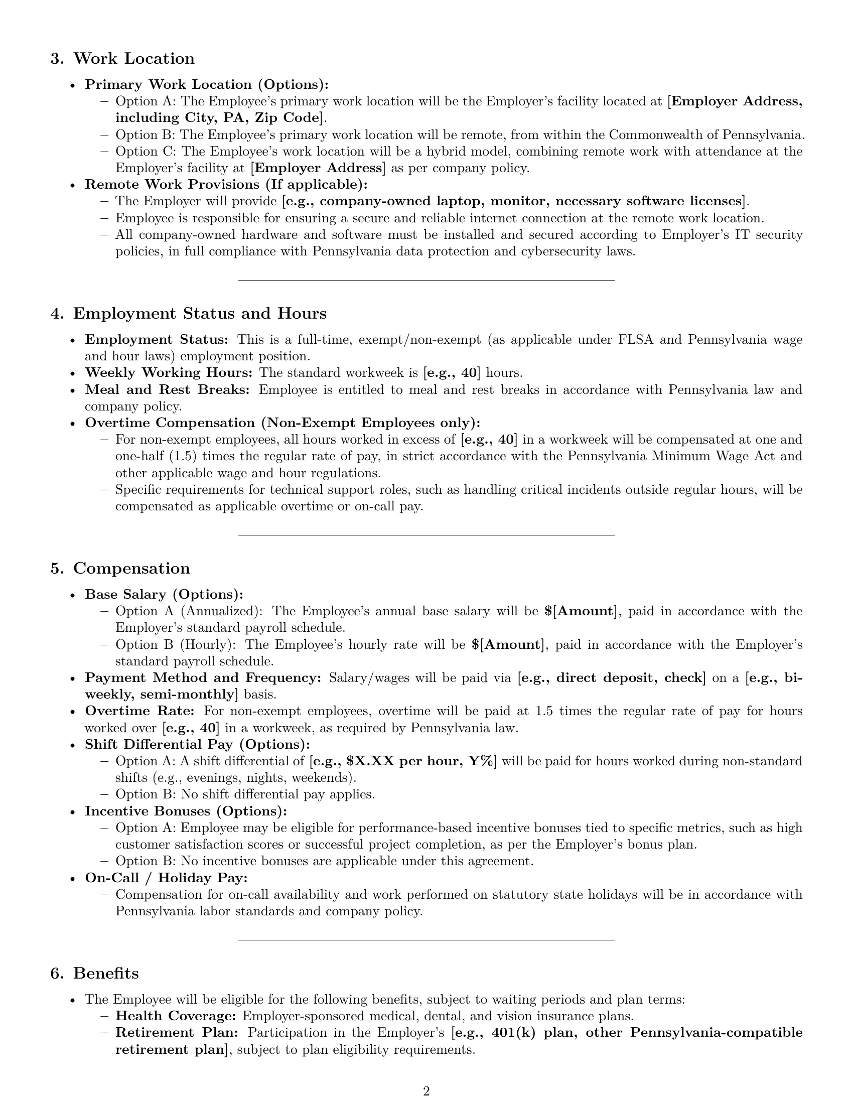 Preview page 2 of Pro Pennsylvania technical support engineer employment contract template