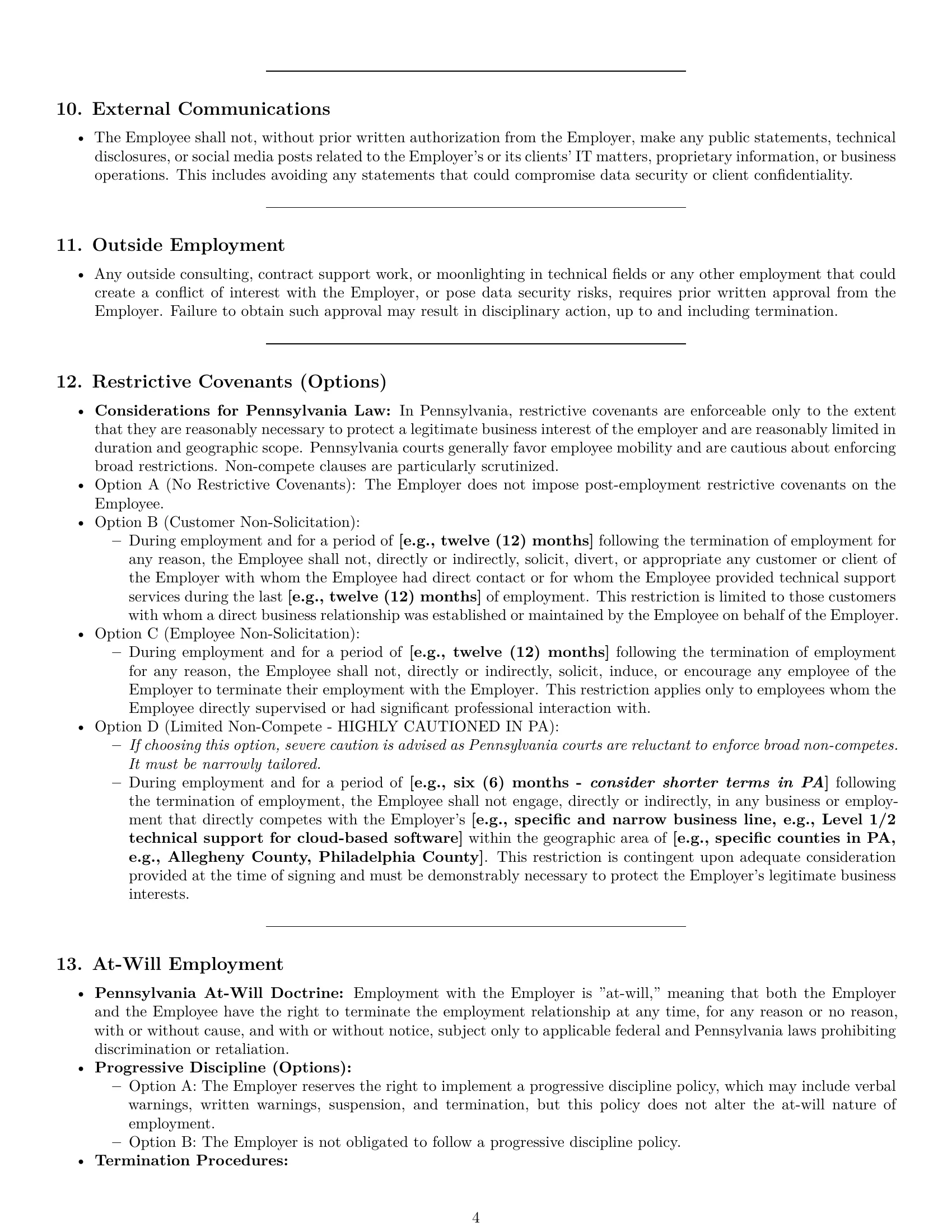 Preview page 4 of Pro Pennsylvania technical support engineer employment contract template