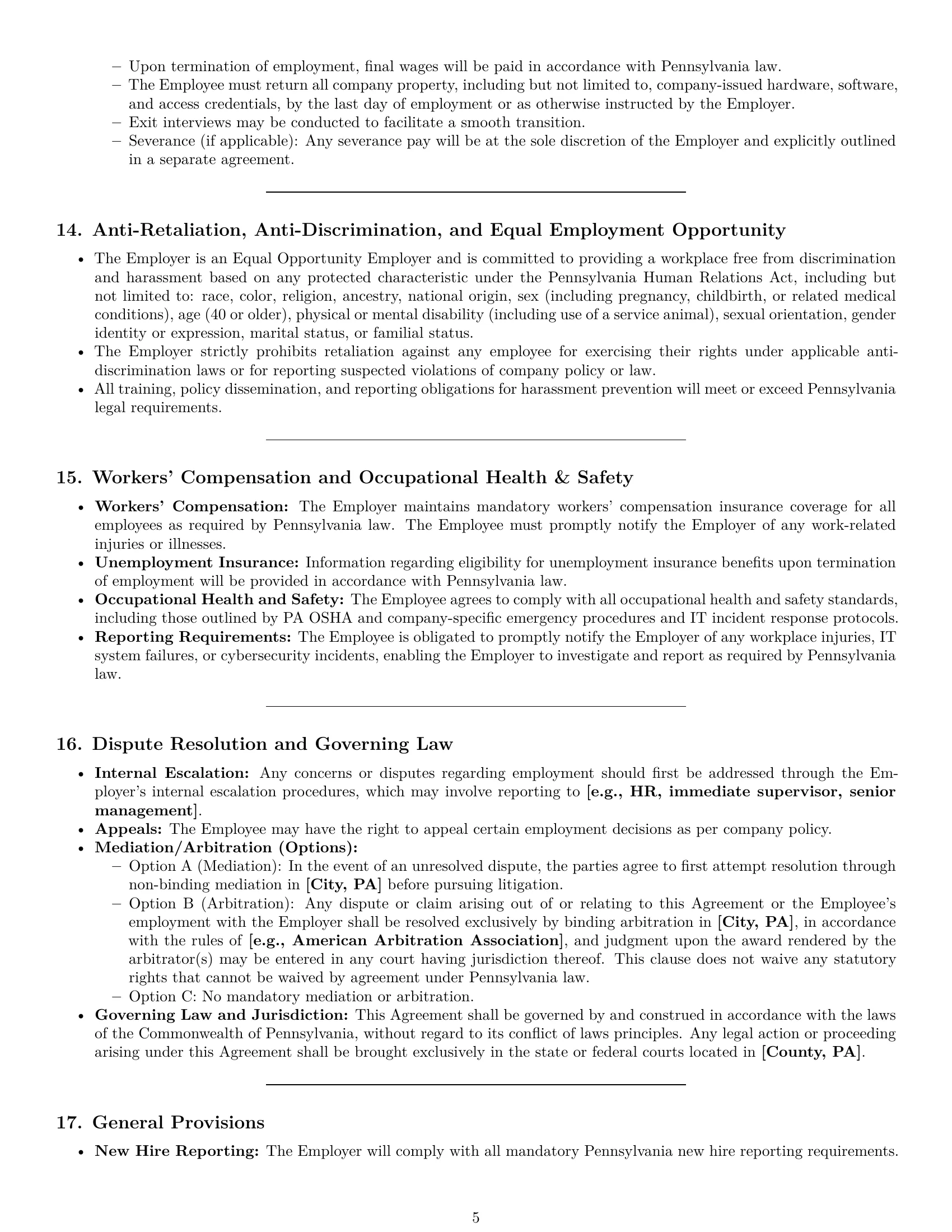 Preview page 5 of Pro Pennsylvania technical support engineer employment contract template