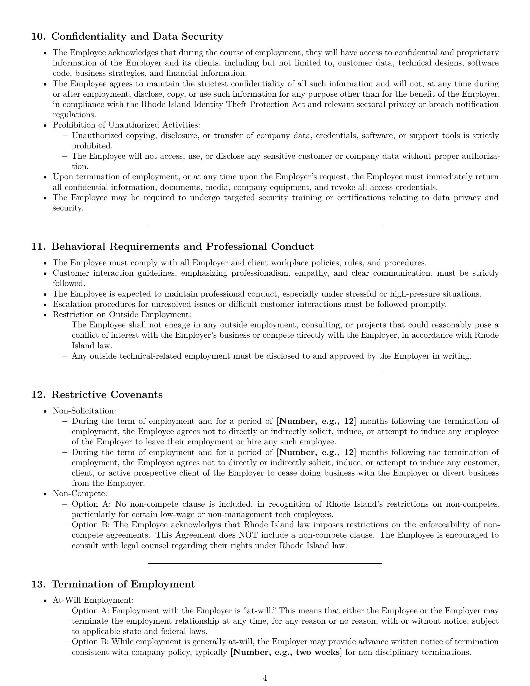 Preview page 4 of Pro Rhode Island technical support engineer employment contract template